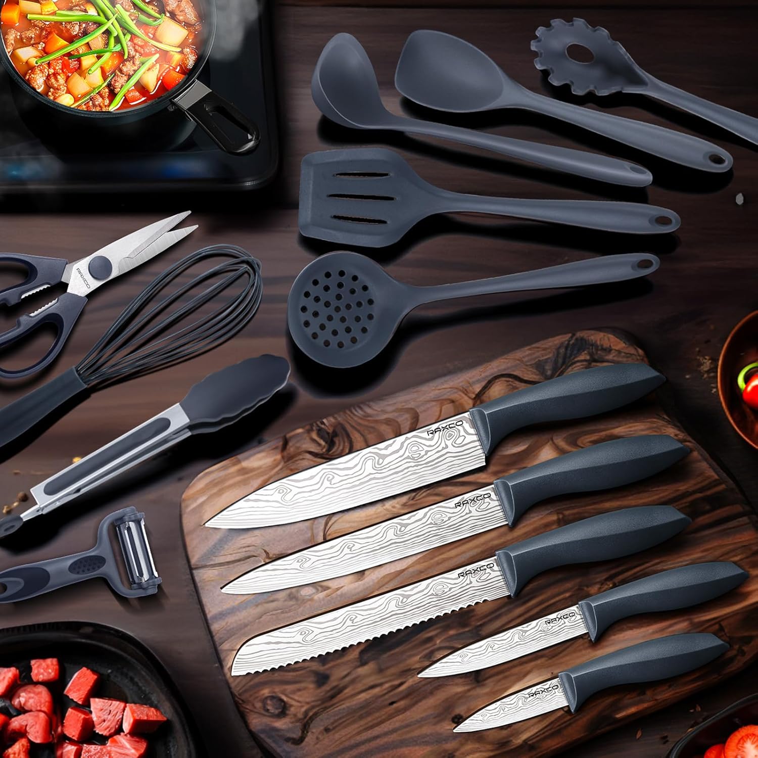 Thumbnail 3 de RAXCO Juego de cuchillos de cocina con bloque 🍴 - 18 piezas