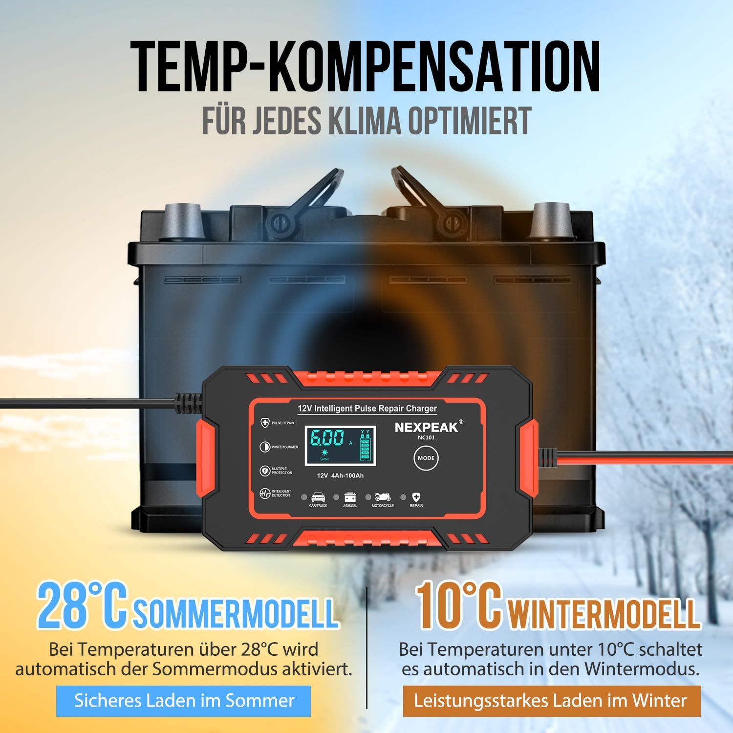 Thumbnail 6 de 6A Autobatterie Ladegerät 12V – Smart, vollautomatisch mit Temperaturkompensation