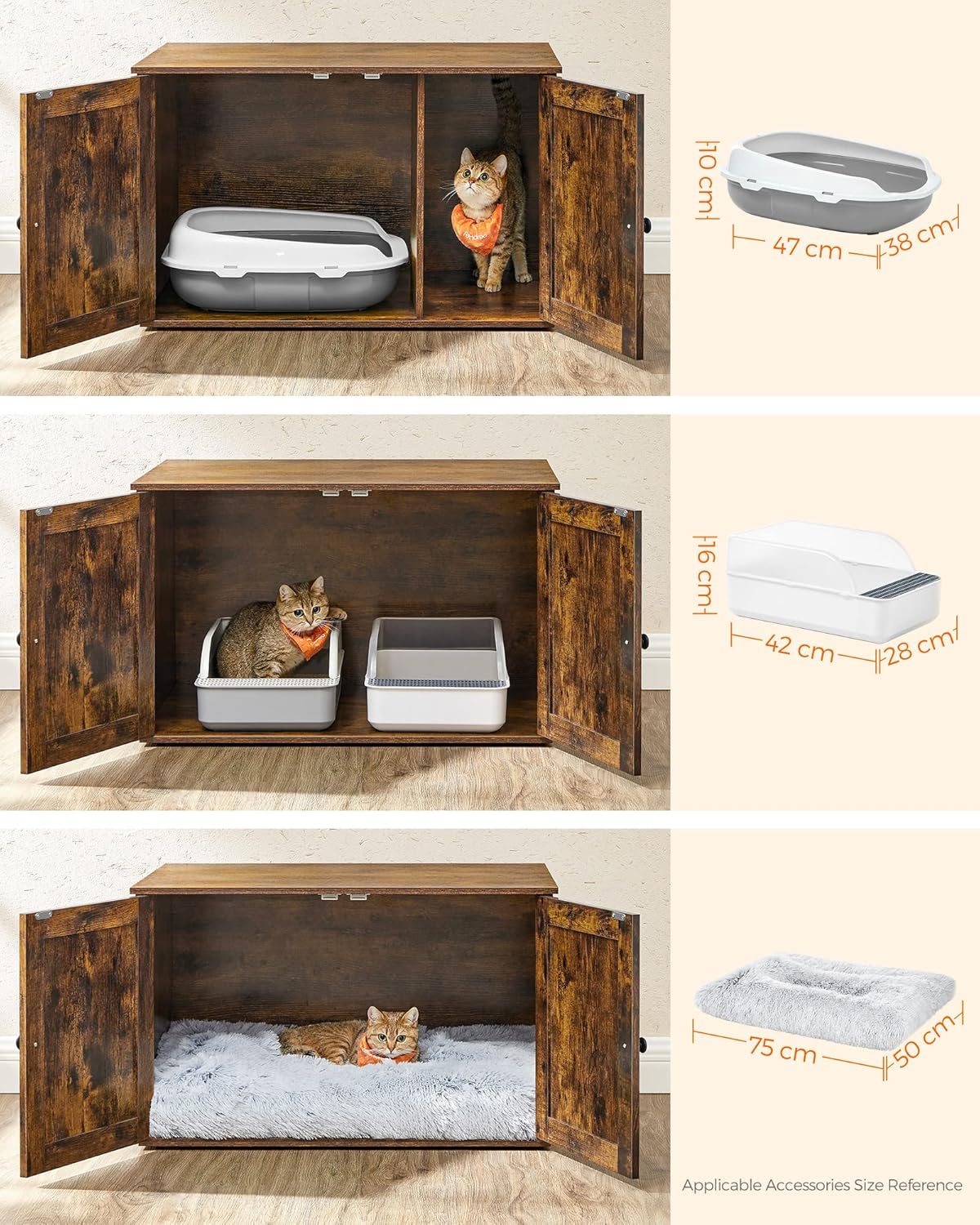 Thumbnail 6 de Feandrea PCL002X01 Maison de toilettes chat 80x53x50 cm