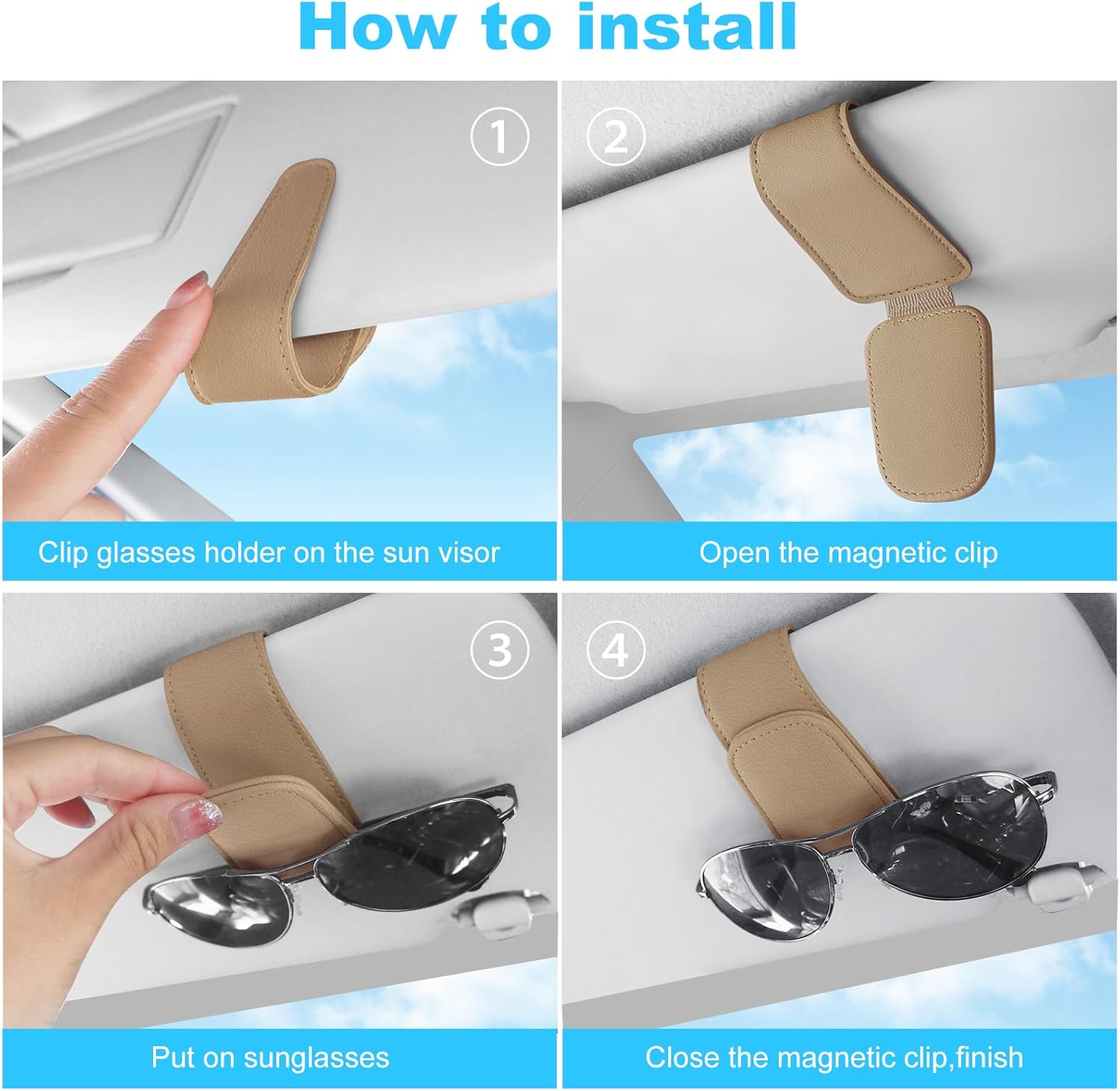 Thumbnail 5 de TCJJ Sunglasses Holders for Car Visor Beige