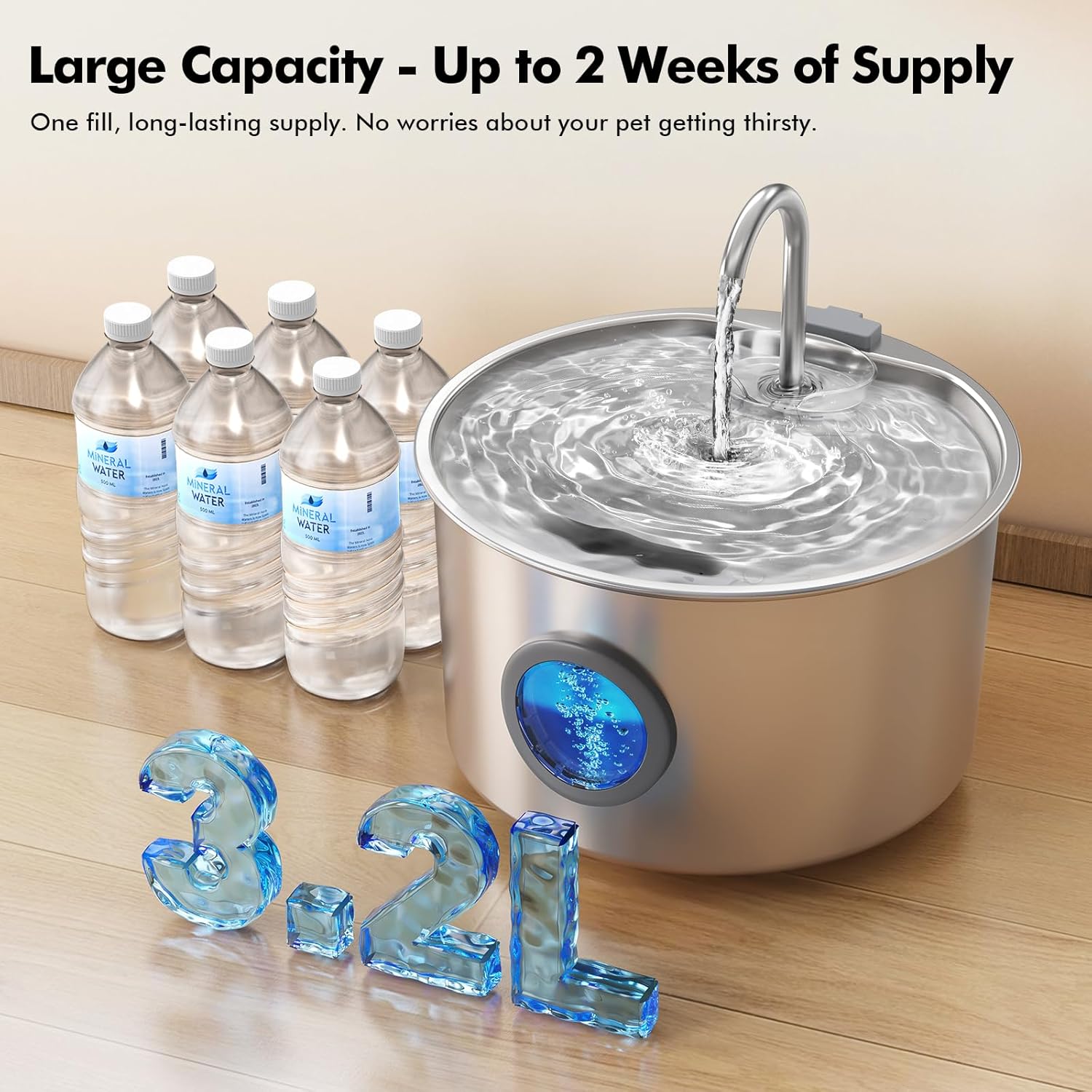 Thumbnail 1 de Cat Water Fountain 3.2L Stainless Steel