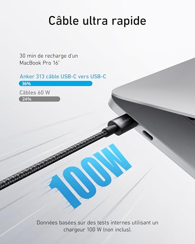 Detalle de Anker 333 Câbles Rapides USB-C vers USB-C 100W | 1,8 m