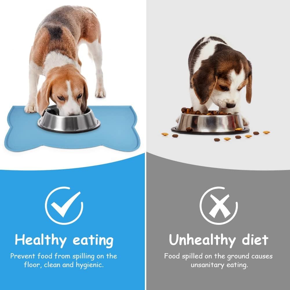 Thumbnail 5 de vsshe Napfunterlage für kleine Hunde und Katzen, 44 x 25 cm, Silikon wasserdicht & rutschfest (blau)