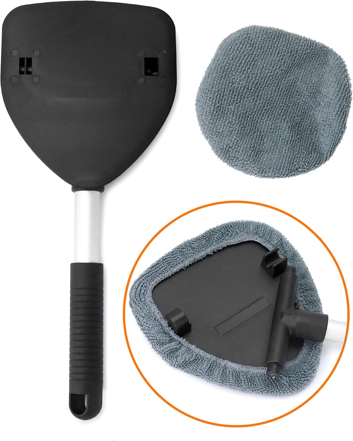 Detalle de QWORK Car Windscreen Cleaner: Extendable, 180° Rotatable Window Cleaning Tool with 3 Washable Pads