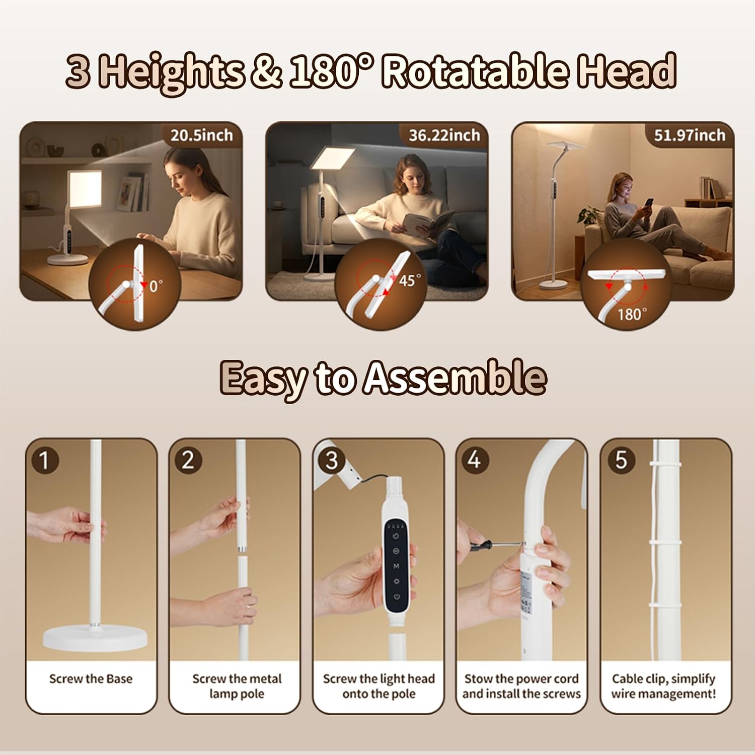 Thumbnail 6 de samtoo CM022 Full-Spectrum UV-Free Sun Lamp with Remote and Adjustable Height