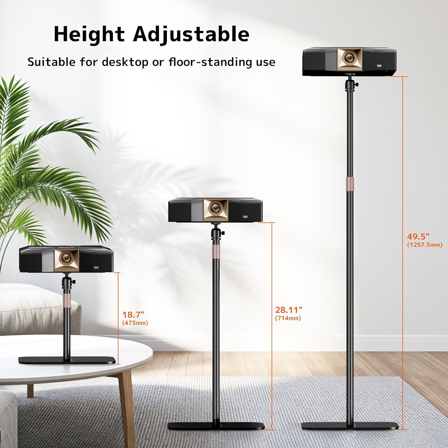 Thumbnail 2 de PUTORSEN Universal Projector Stand (Height Adjustable, 360° Rotatable) with 1/4" Screw Mount