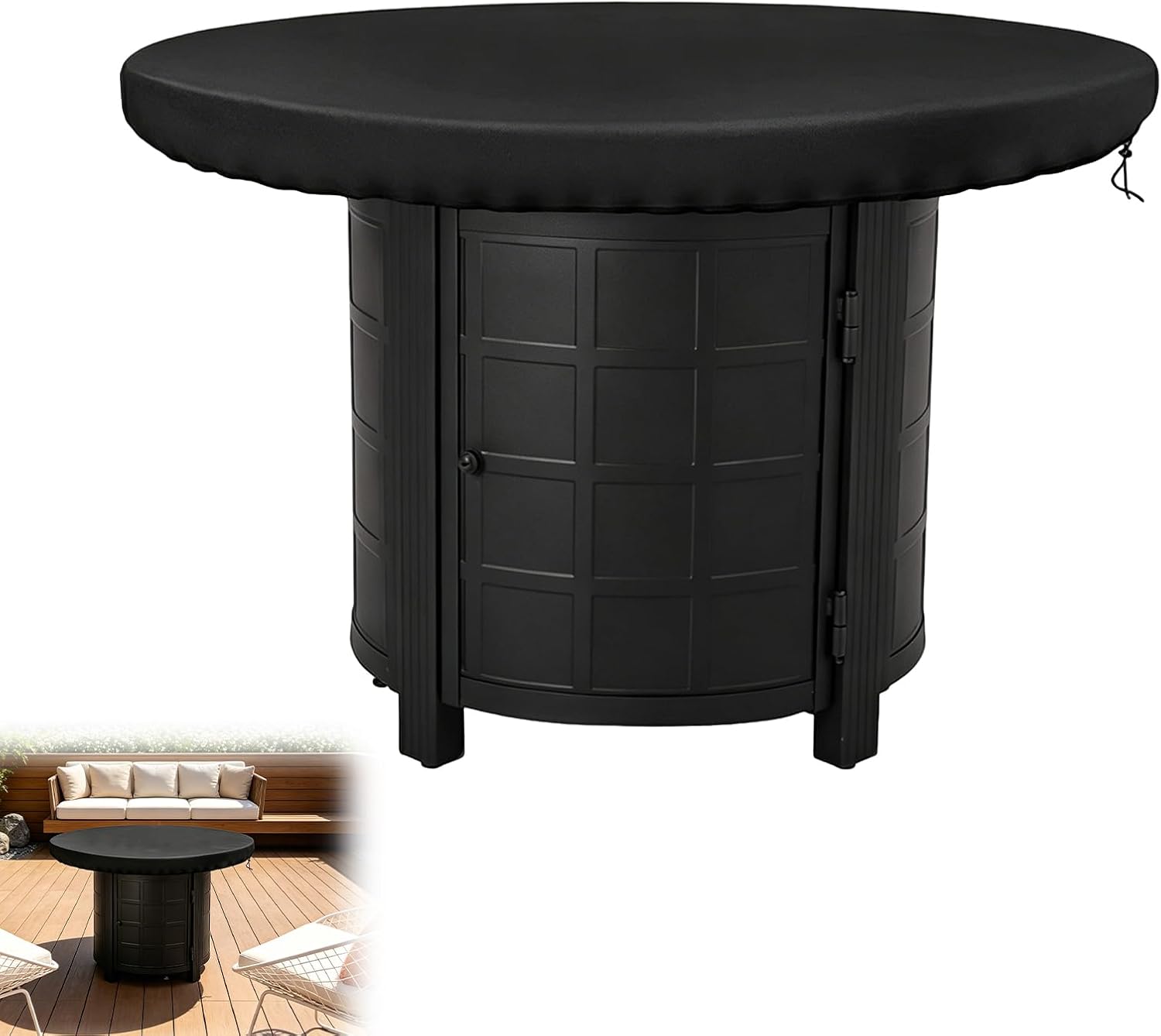 Detalle de iKALULA grillskydd 100 cm i 420D Oxfordtyg för eldfat och plancha