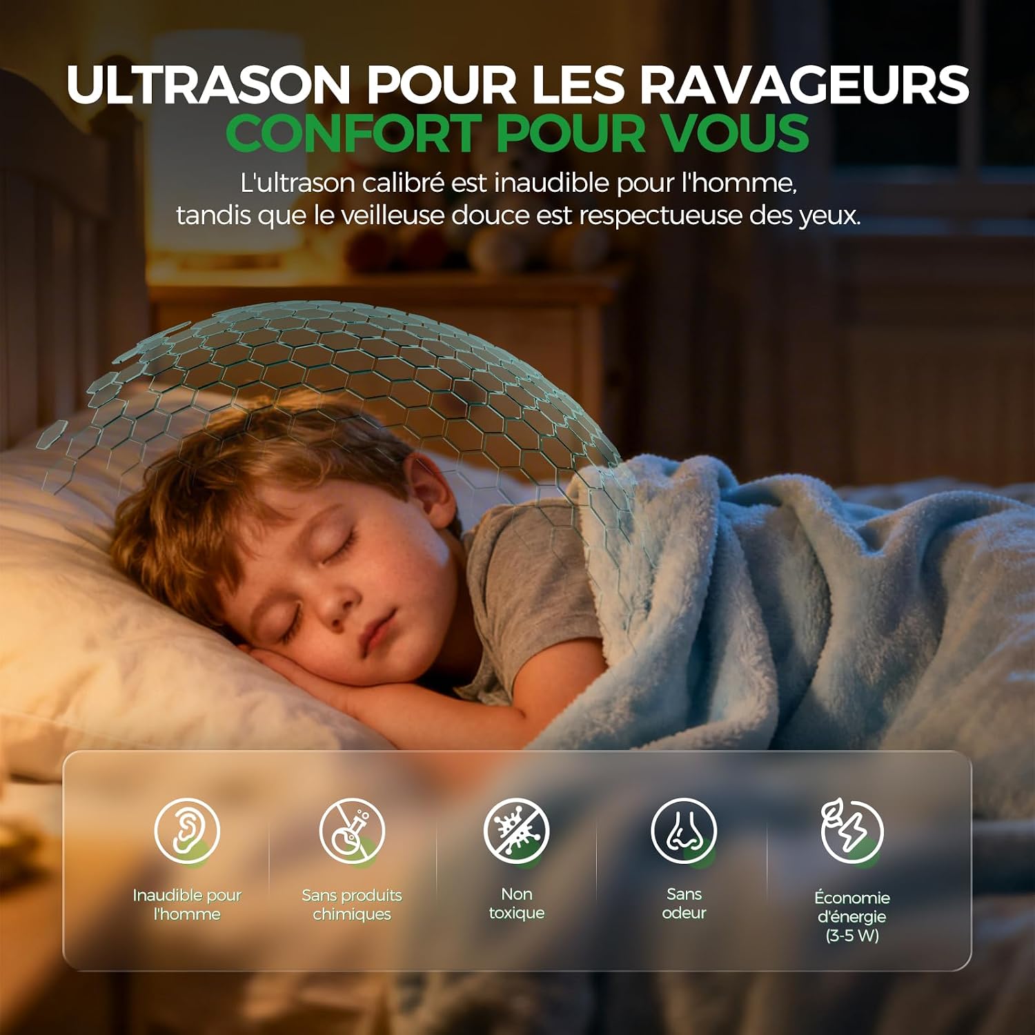 Detalle de veorkide Ultrasuoni per Topi 6 Pack: Repellente ad Ultrasuoni Anti Zanzare, Antizanzare, 3 Modalità Professionali