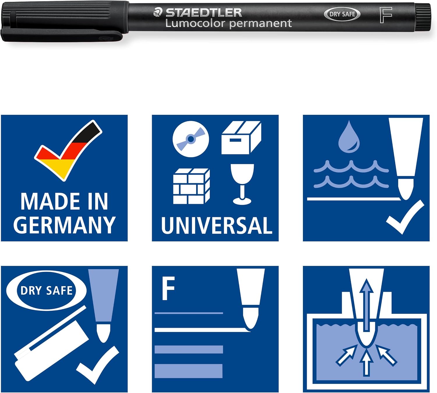 Thumbnail 3 de STAEDTLER Lumocolor permanent Folienstift 318-9X (5 schwarze Stifte) – wisch- und wasserfest, nachfüllbar