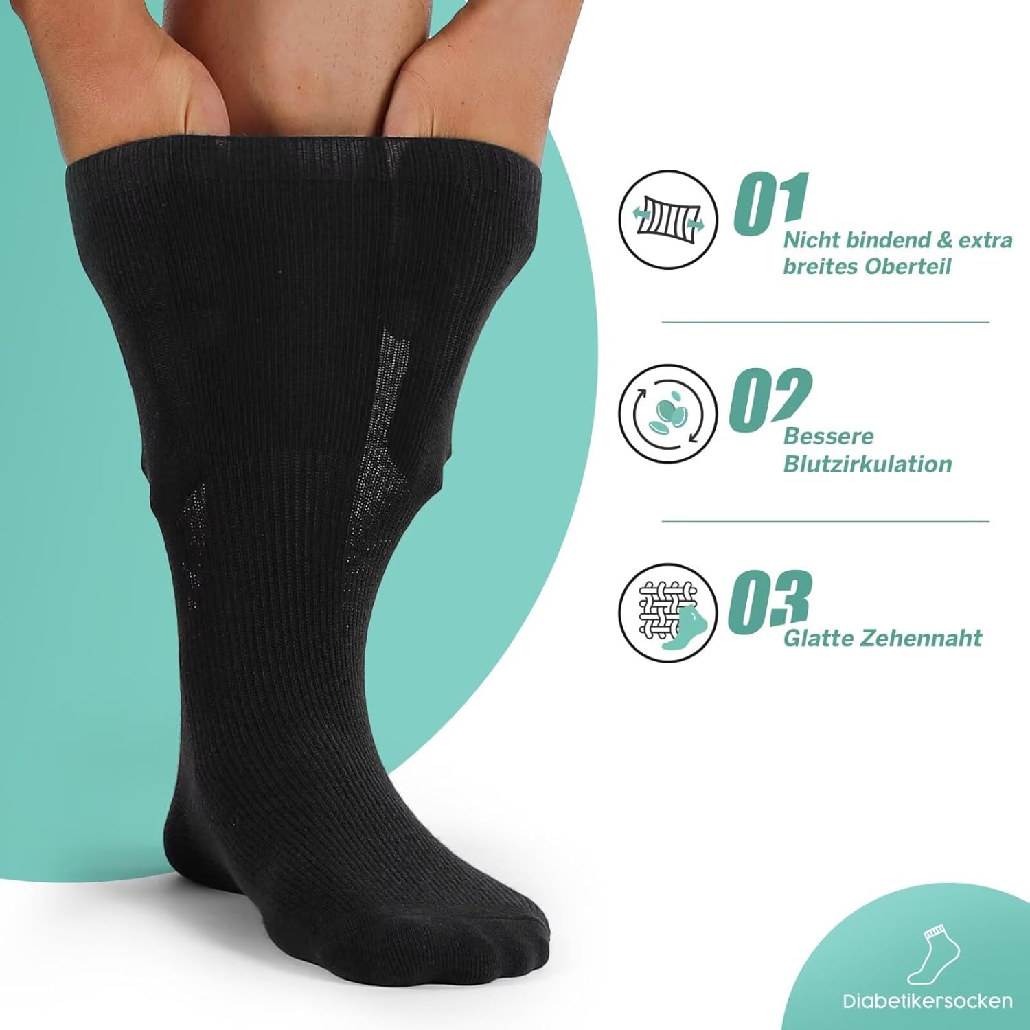 Detalle de TUUHAW Diabetikersocken 10 Paar ohne Gummibund