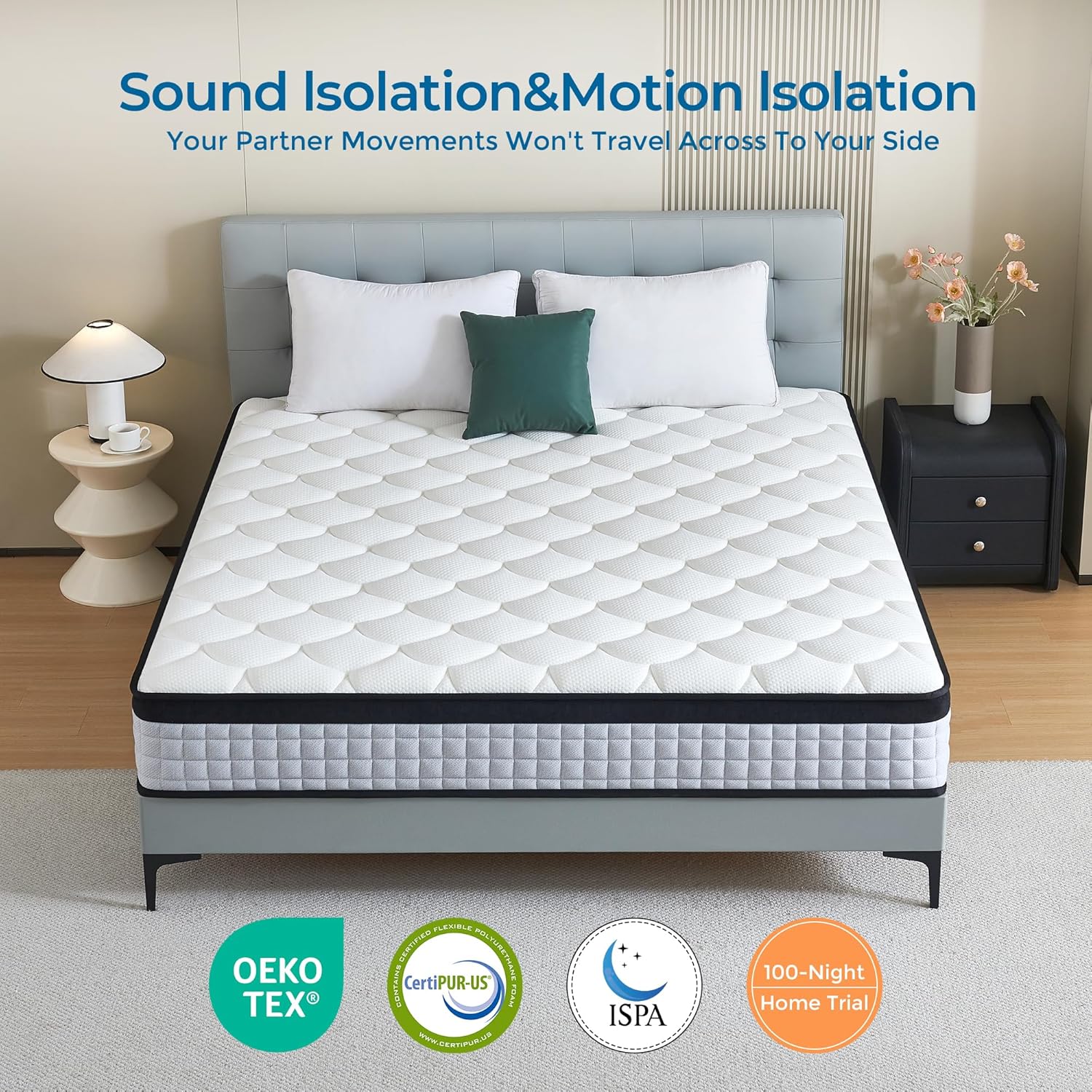 Thumbnail 4 de Doublelife Small Double Mattress 4FT (120x190x25cm) Gel Memory Foam + 9-Zone Pocket Springs