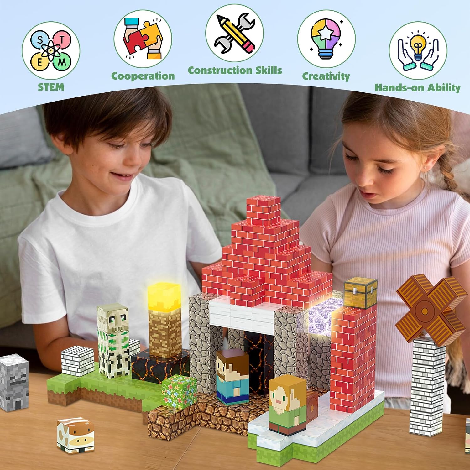 Thumbnail 4 de TUKIIE Magnetische Bausteine Set mit Zauberportal (200 Stück, 2,5 cm) – leuchtendes Magnetspielzeug
