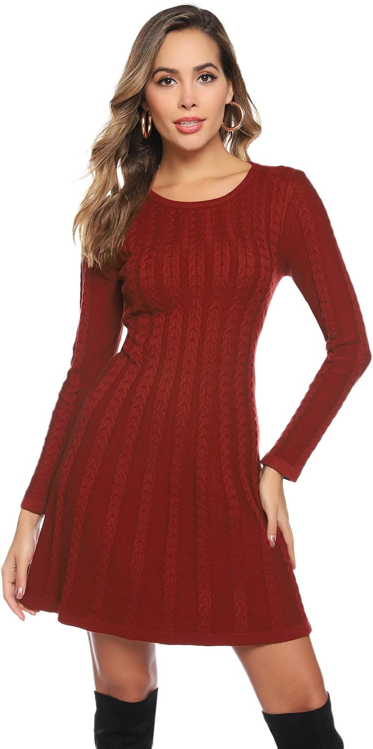 Detalle de Gyabnw Damen Rollkragen Strickkleid Winterkleid Elegant Midikleid