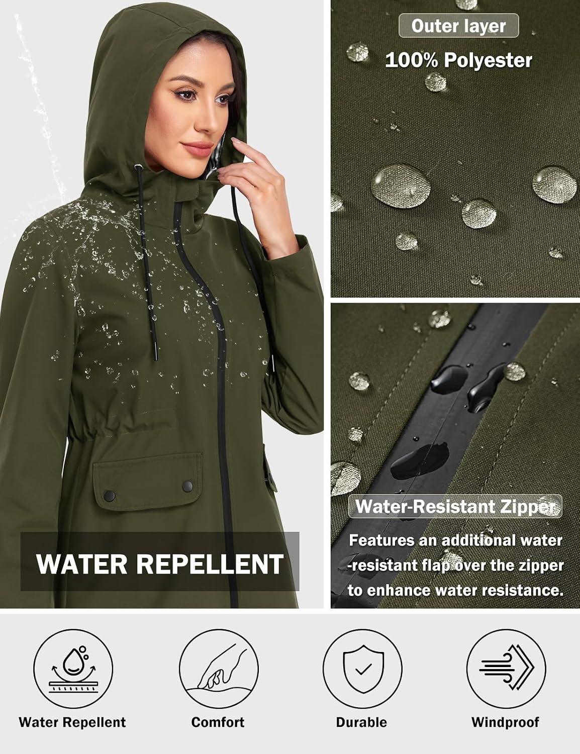 Detalle 2 de Yuson Girl Women's Lightweight Transition Coat: A Practical Spring Windbreaker