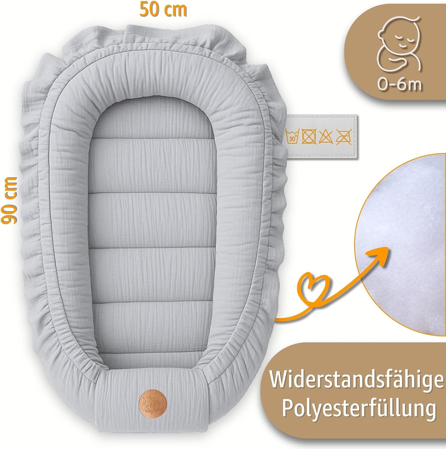 Detalle de Totsy Baby babynest 50 x 90 cm van ademende mousseline