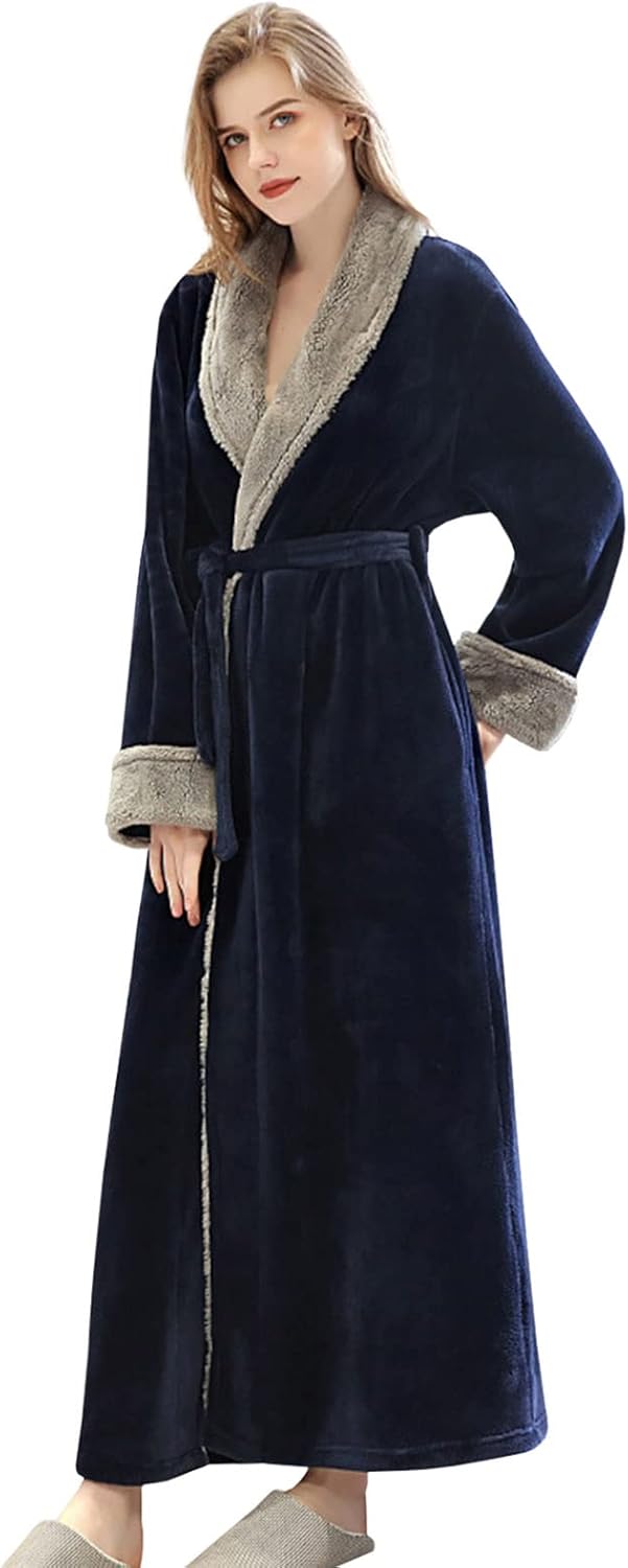 Detalle de CaiDieNu Robe De Chambre Femme Polaire Longue – Douceur et chaleur pour l’hiver