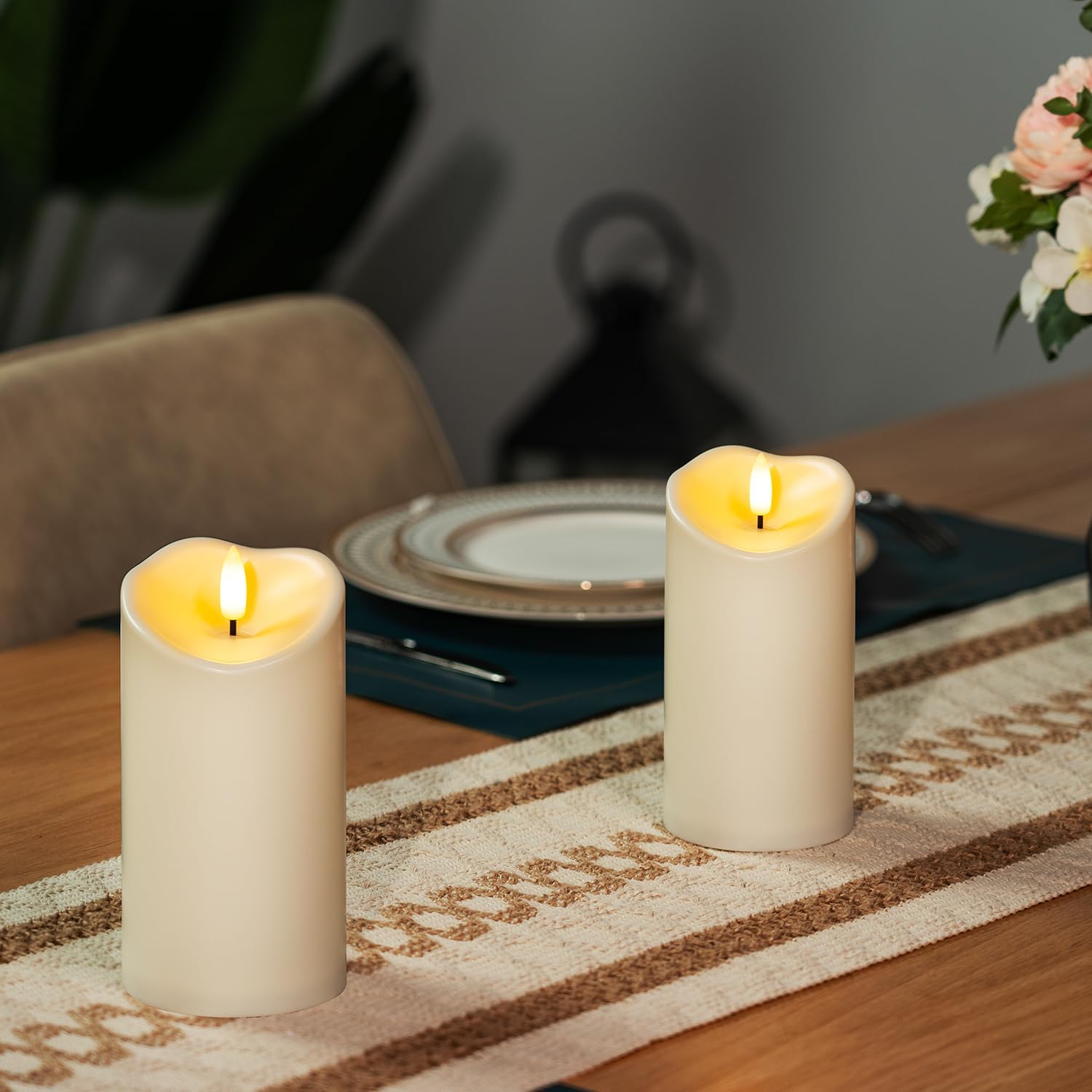 Detalle de AMAGIC Ivory White LED Flameless Candles, 3" x 6", Waterproof, Remote Timer