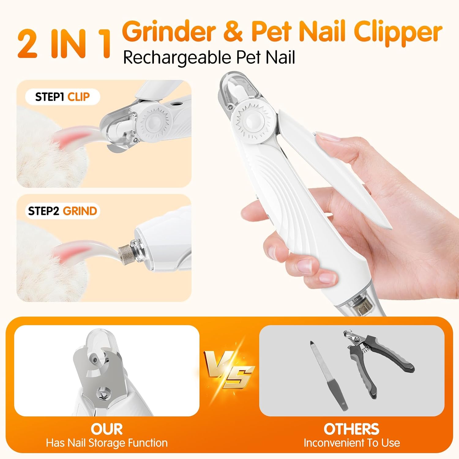 Thumbnail 1 de IJIAMY 2-in-1 Dog Nail Clippers & Grinder 4h