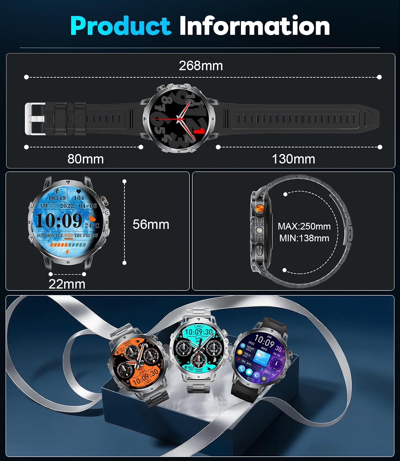 Thumbnail 6 de LIGE SMART EF13-J smartwatch, 1,85 inch, bluetoothoproepen en 100+ sportmodi