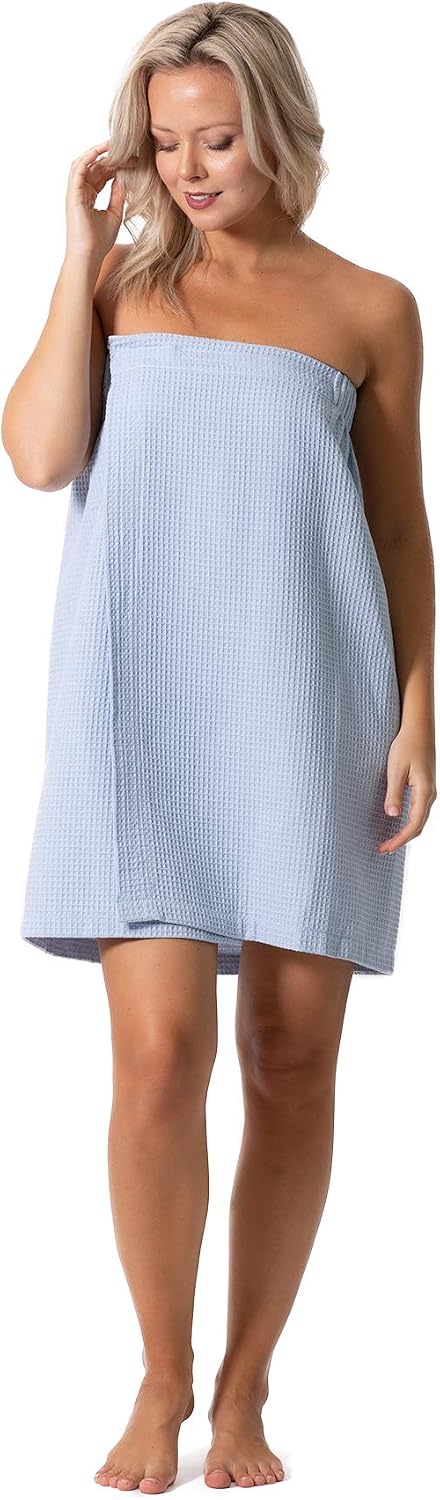 Detalle de Turkish Linen Women’s Waffle Spa Body Wrap with Adjustable Closure