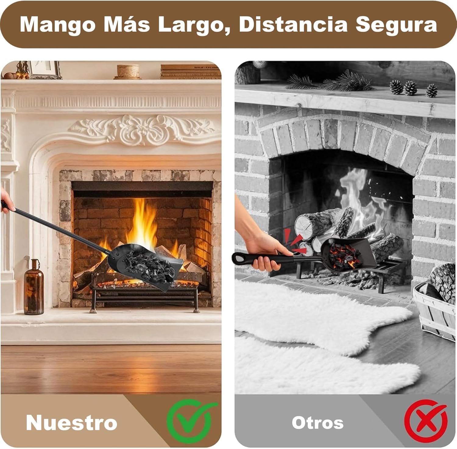 Thumbnail 2 de AMAGABELI Juego accesorios chimenea 81 cm