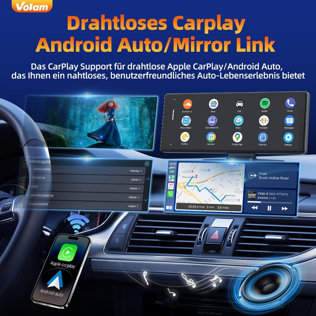 Detalle 2 de Volam CarPlay Wireless 9.26 Schermo Auto