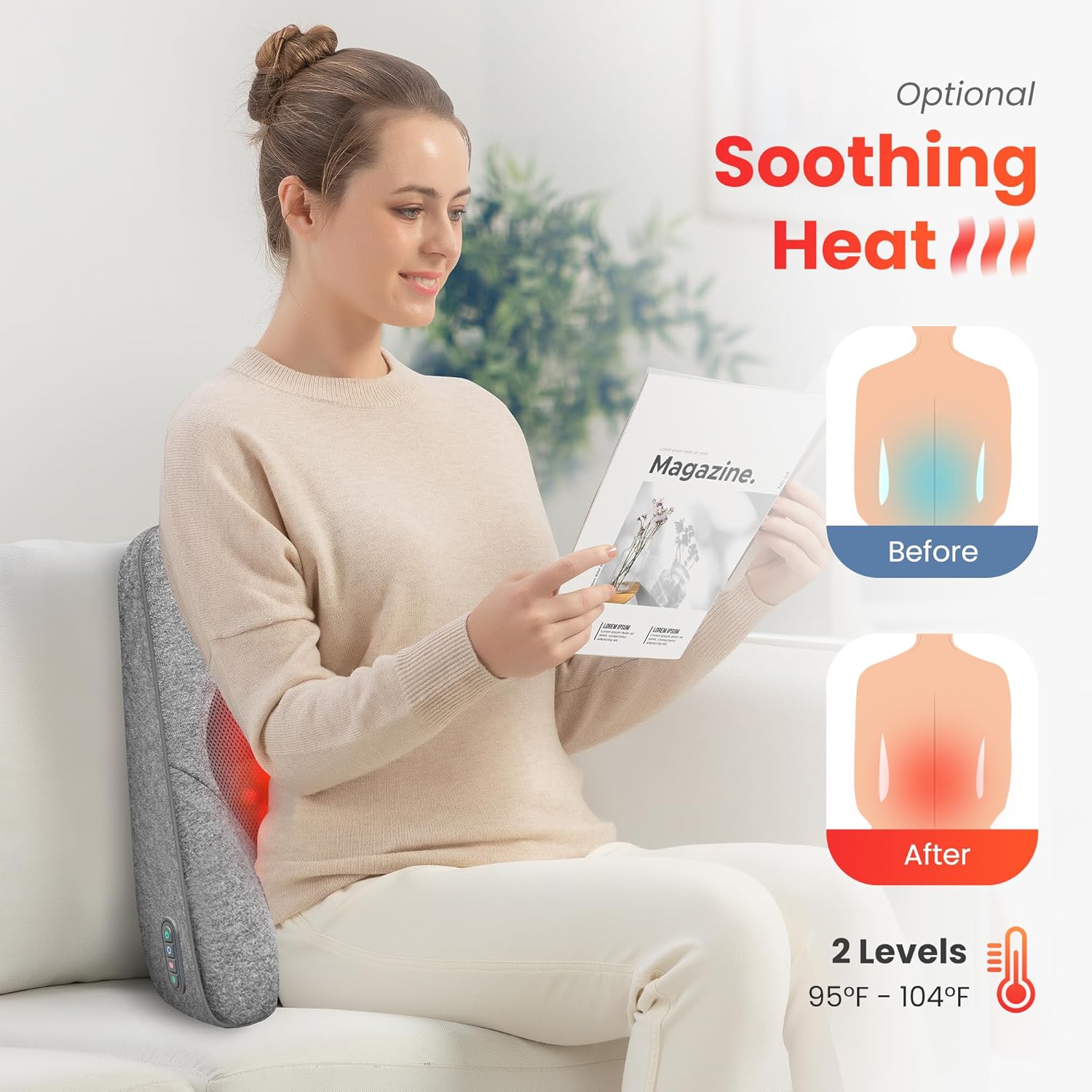 Thumbnail 4 de COMFIER massaggiatore schiena Shiatsu per sedia da ufficio con calore (cuscino cervicale, collo, spalle e lombare)