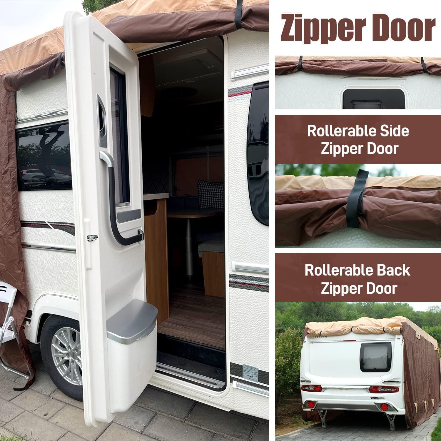 Thumbnail 4 de 5th Wheel Cover for 34'-37' RV (600D Oxford Fabric, Two-Color Design) with Heavy-Duty Waterproof Protection