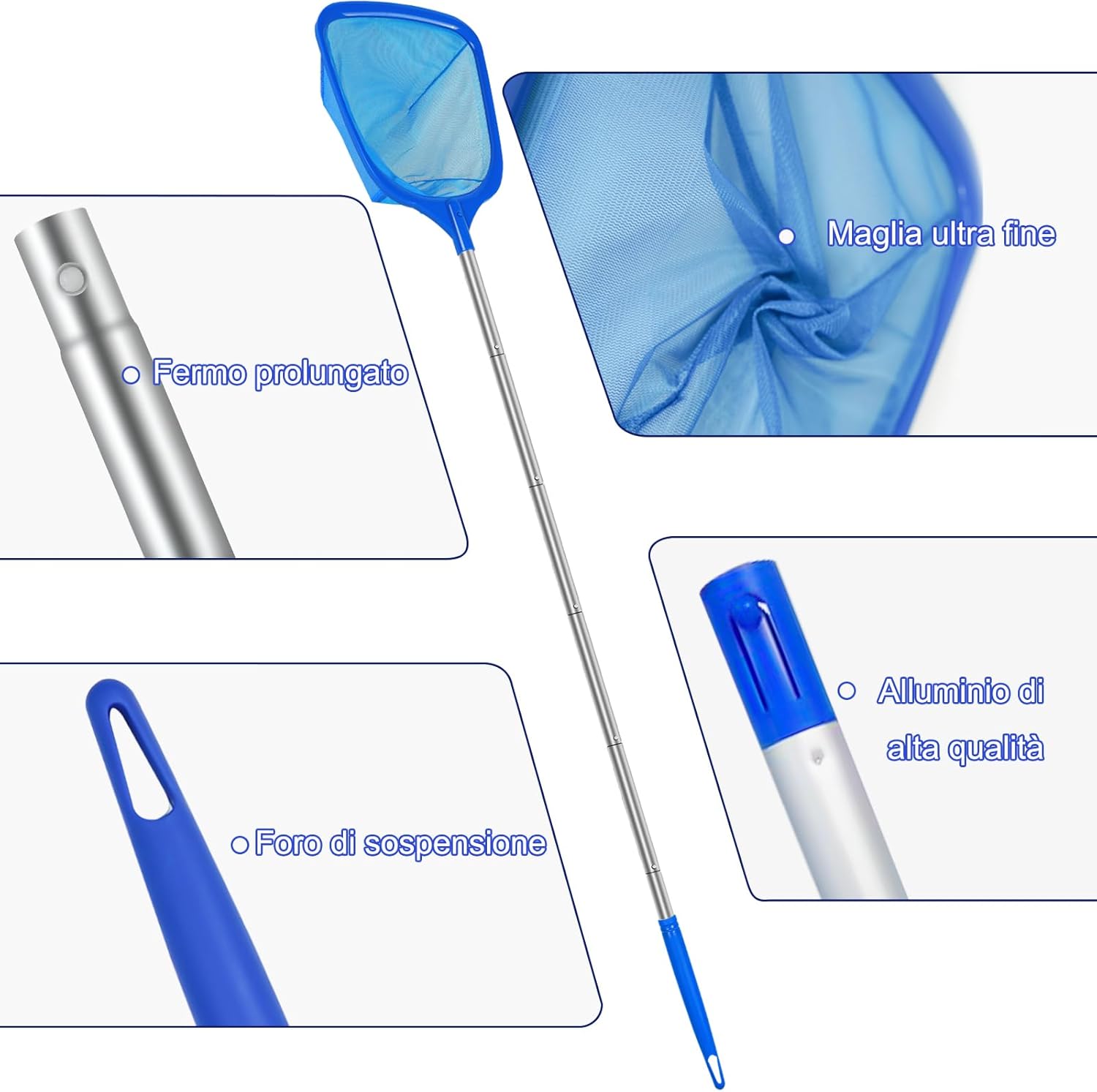 Detalle de KGC Retino per Piscina con Manico 31,7"–5,7 ft | Retino Ultra Fine per Piscine, Vasche Idromassaggio e Laghetti