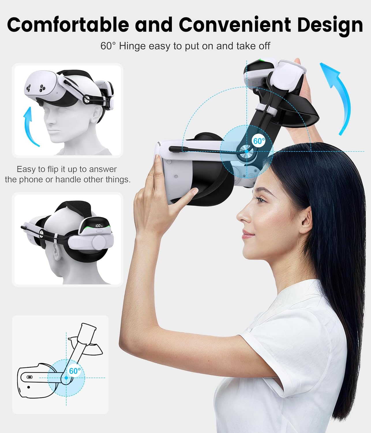 Thumbnail 4 de Cushioned Head Strap with 10000mAh Magnetic Power Bank for Meta Quest 2/3/3S – Enhanced Comfort and Convenience