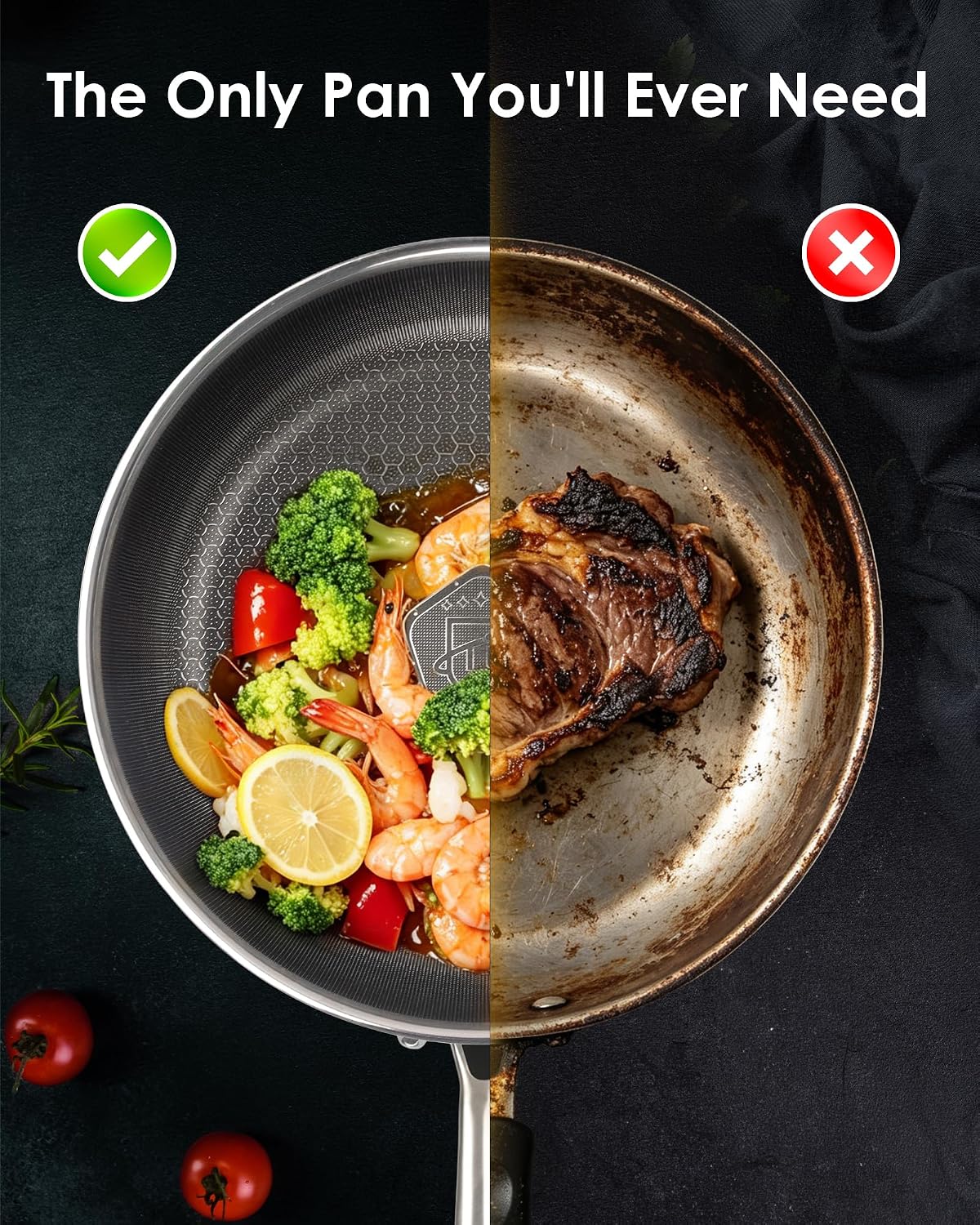Thumbnail 4 de 12-Inch Titanium Pan with Lid – Non-Stick, Induction Compatible, Dishwasher Safe