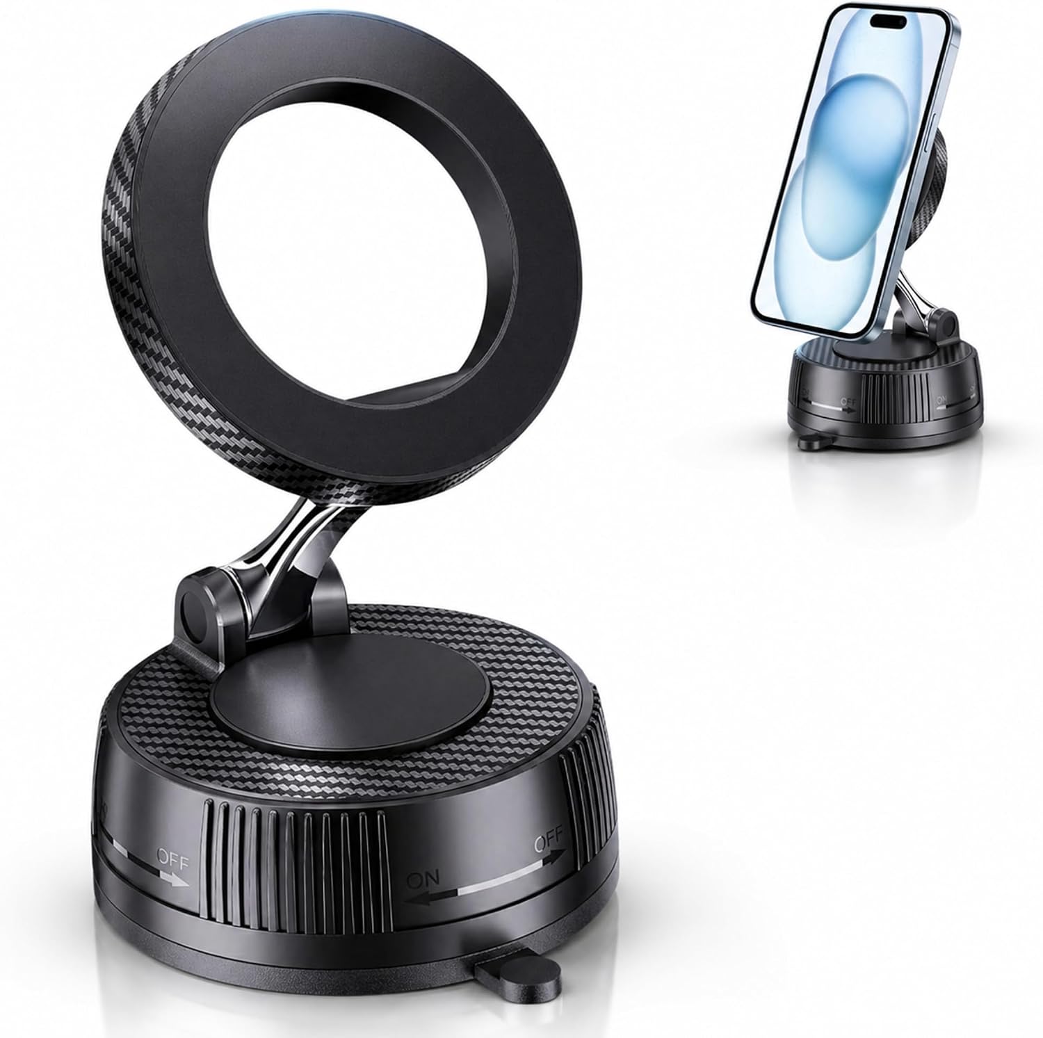 Novecia Support Téléphone Voiture Magnétique – Fixation à Aspiration Ultra Stable, MagSafe Compatible