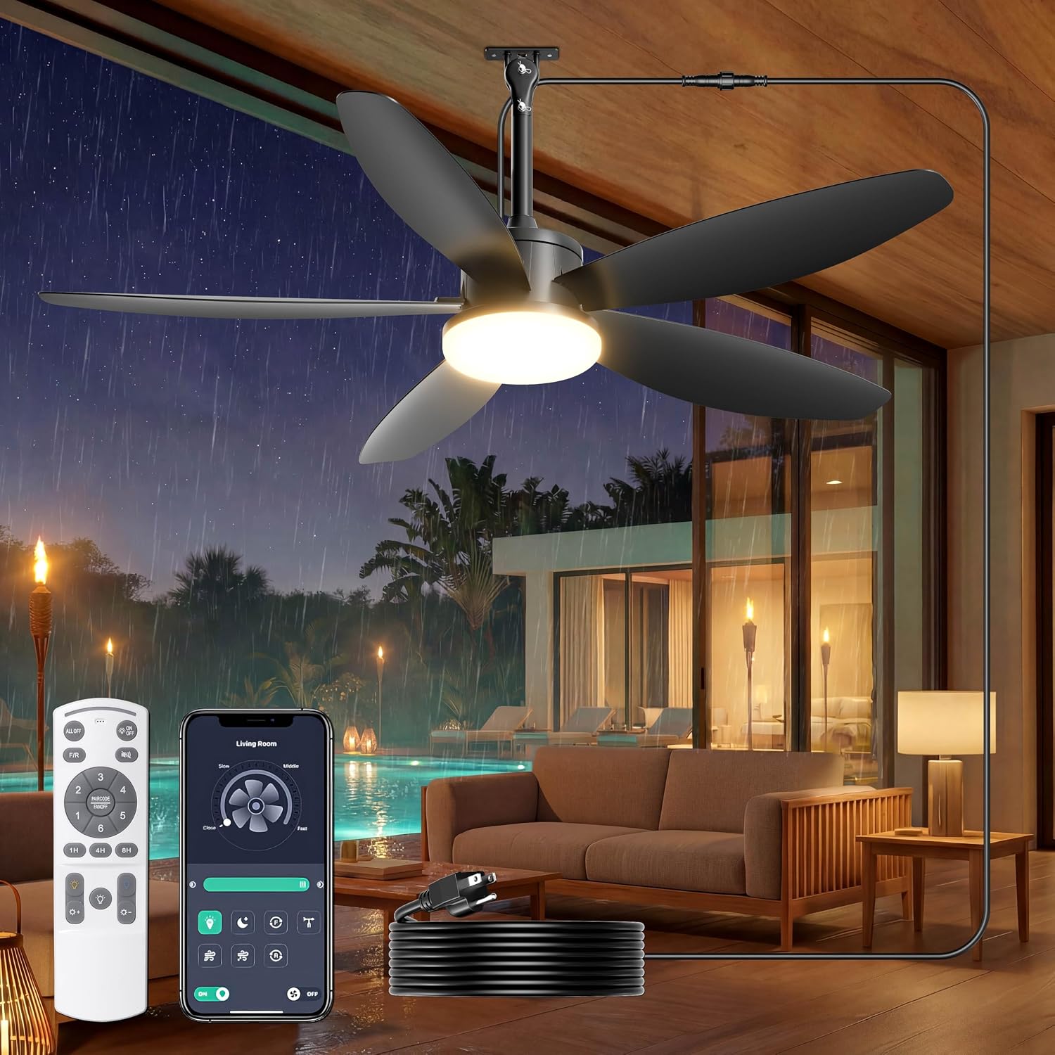Phylluz outdoor ceiling fan, 42-inch