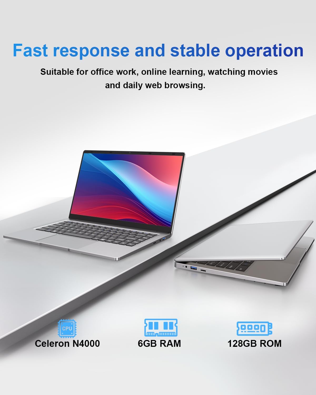 Thumbnail 6 de LEEDOW 14-inch Laptop (Celeron N4000, 6GB RAM, 128GB SSD) – fanless, dual-band WiFi