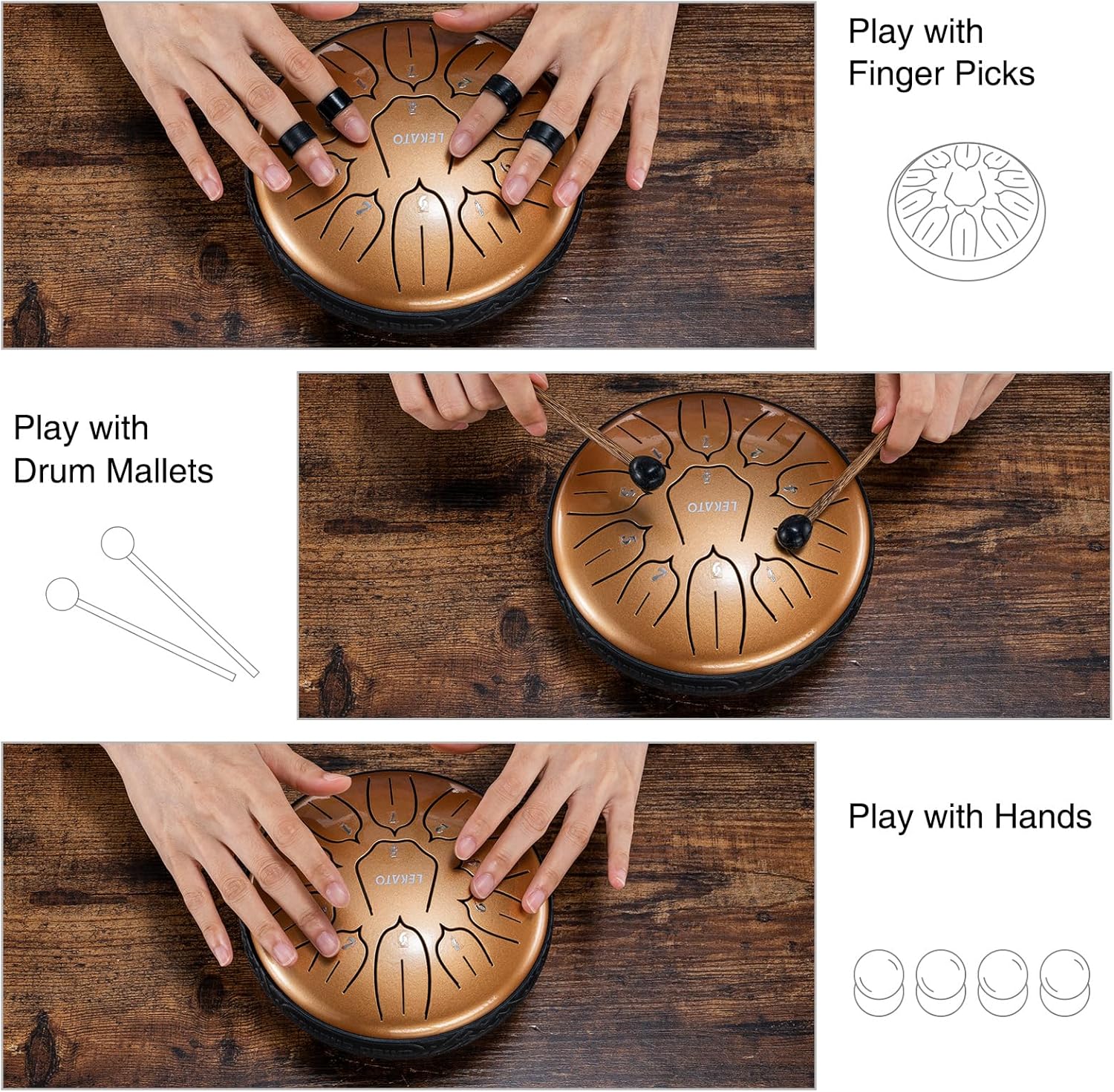 Thumbnail 2 de LEKATO Steel Tongue Drum 6 Inches
