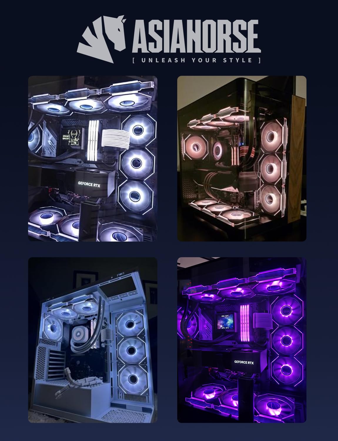 Thumbnail 5 de AsiaHorse AMICI-5GT RGB PC Fans (Infinity Mirror ARGB, HDB Bearing) — Speeds up to 1800 RPM