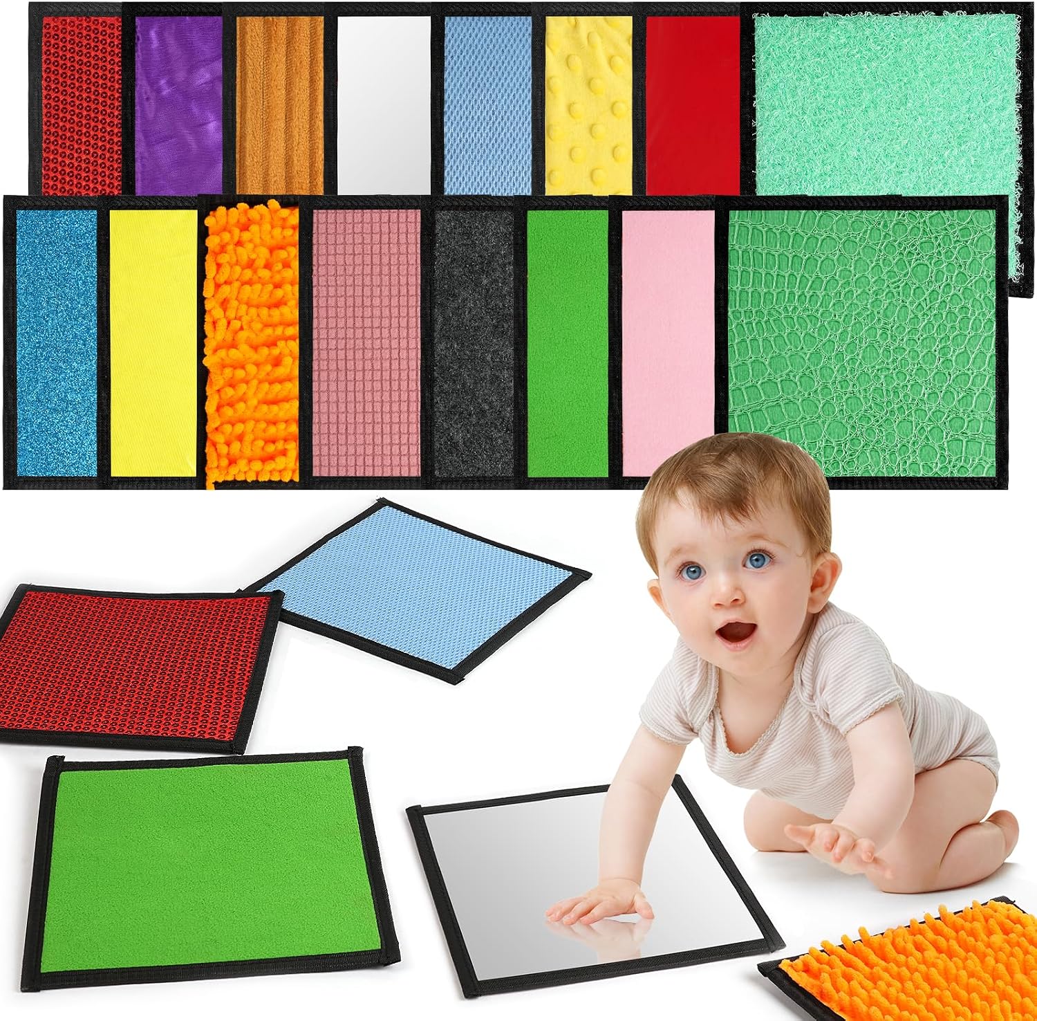 Detalle de Vicloon Sensory Mats: 16 Mini Tactile Tiles for Autism – 20x20cm, Non-Slip & Washable