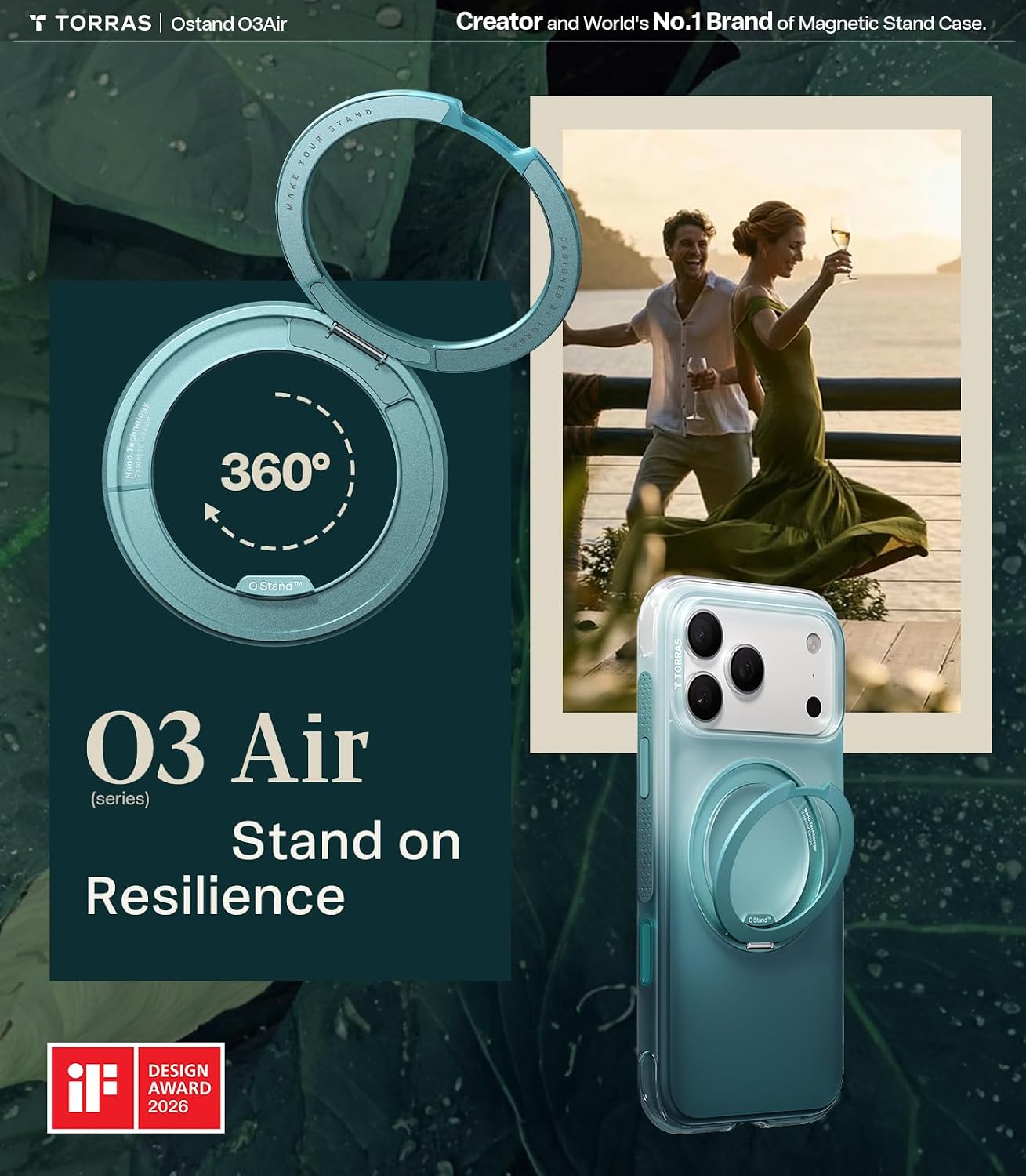 Thumbnail 4 de TORRAS O3 Air Gradient Case for iPhone 17 Pro Max with 360 Magnetic Stand (Mist blue, 6.9")