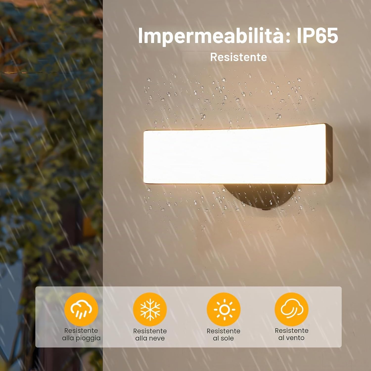 Detalle de Comely lampada da parete esterna, nero, LED 17W, IP65, 3000K – luce calda per giardino e ingresso