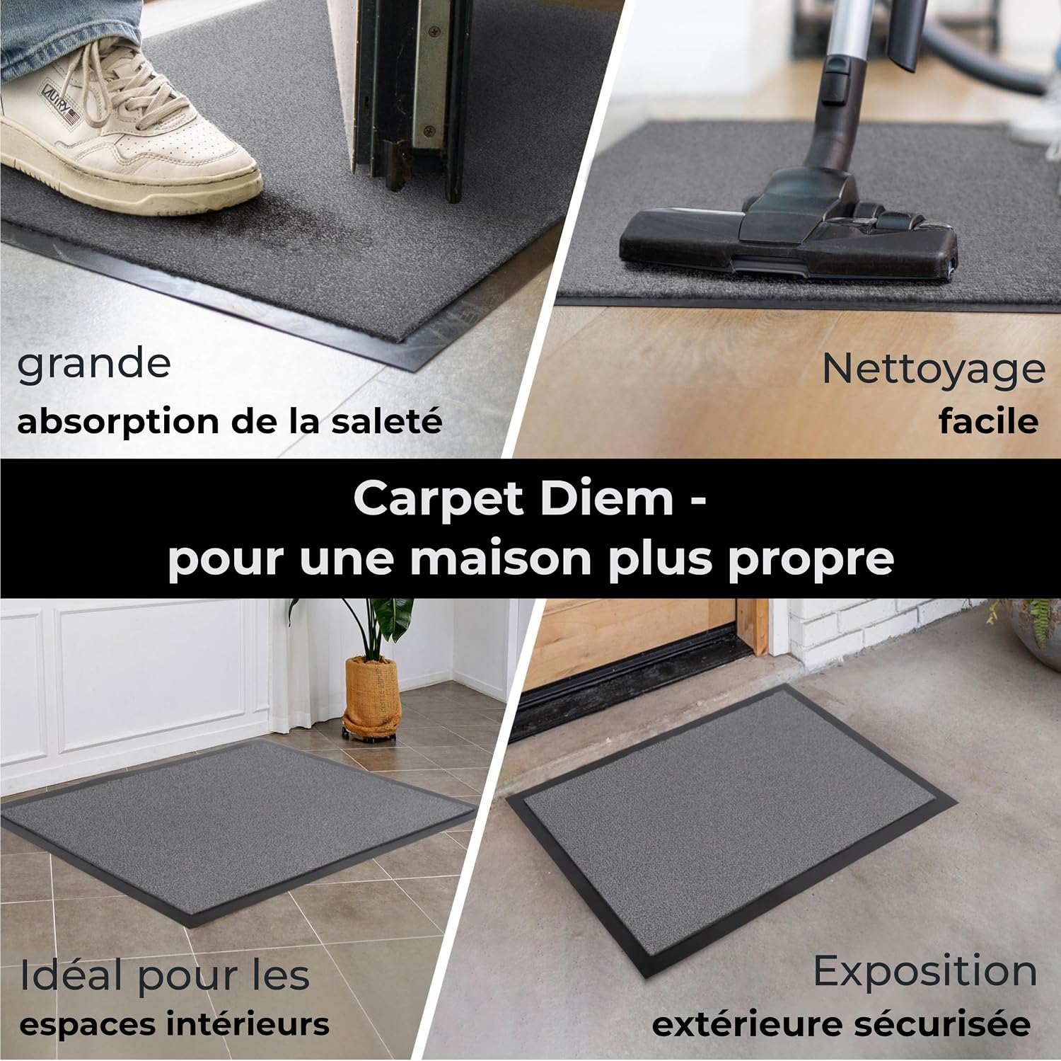 Detalle de Carpet Diem Paillasson Intérieur Entrée 40x60 cm – Beige, absorbant et antidérapant, fabriqué en EU