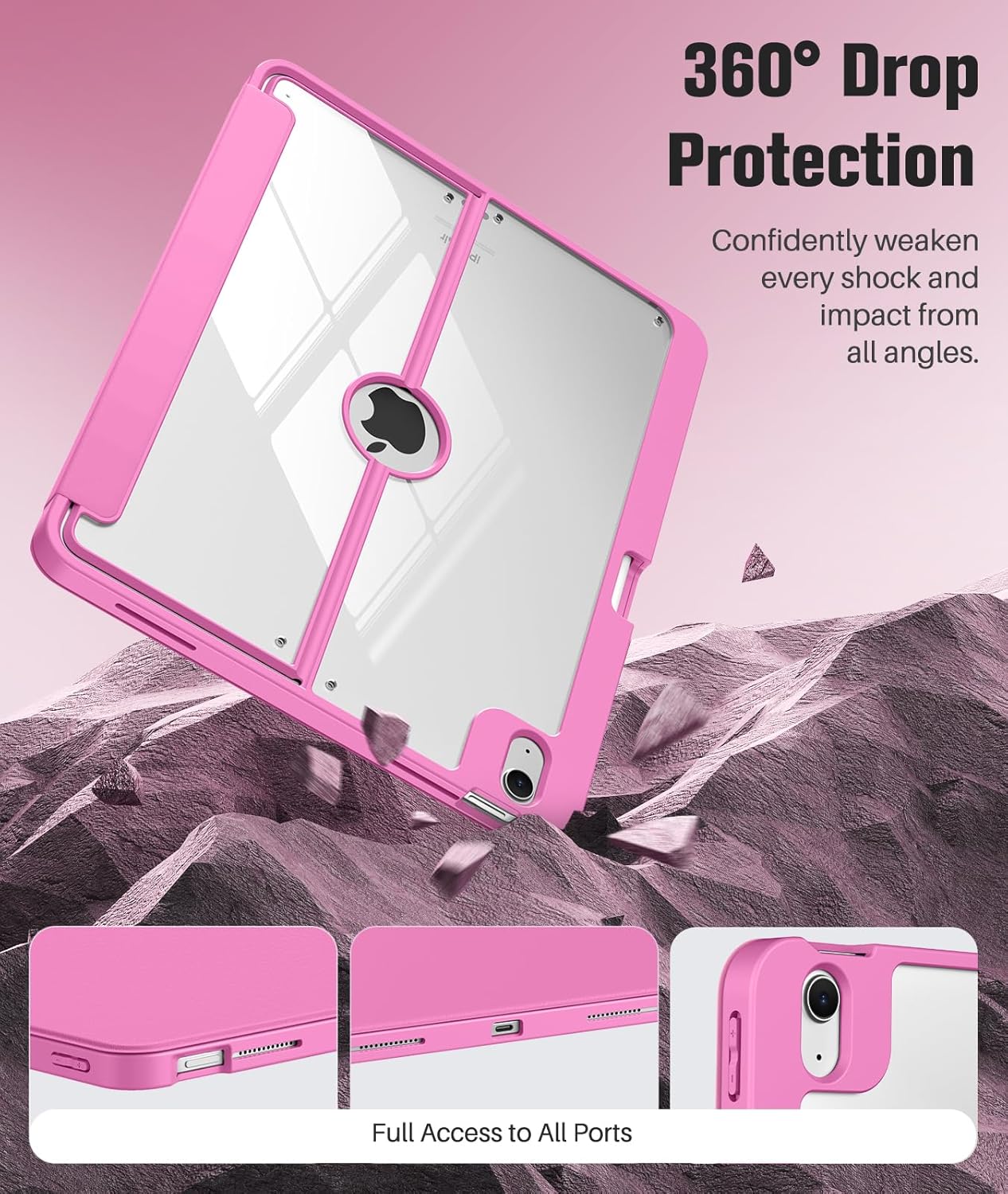 Detalle 2 de MoKo iPad Air 13-Inch Case (M4/M3/M2) with Screen Protector & Pencil Holder — Peony