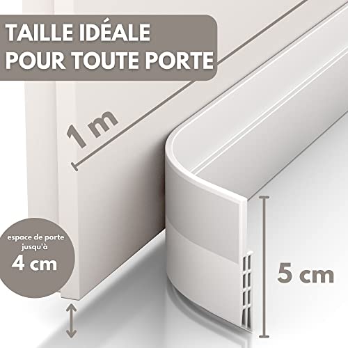 Detalle de Vellure Bas de porte anti-courant d'air et étanchéité – nouveau bas de porte isolant, blanc