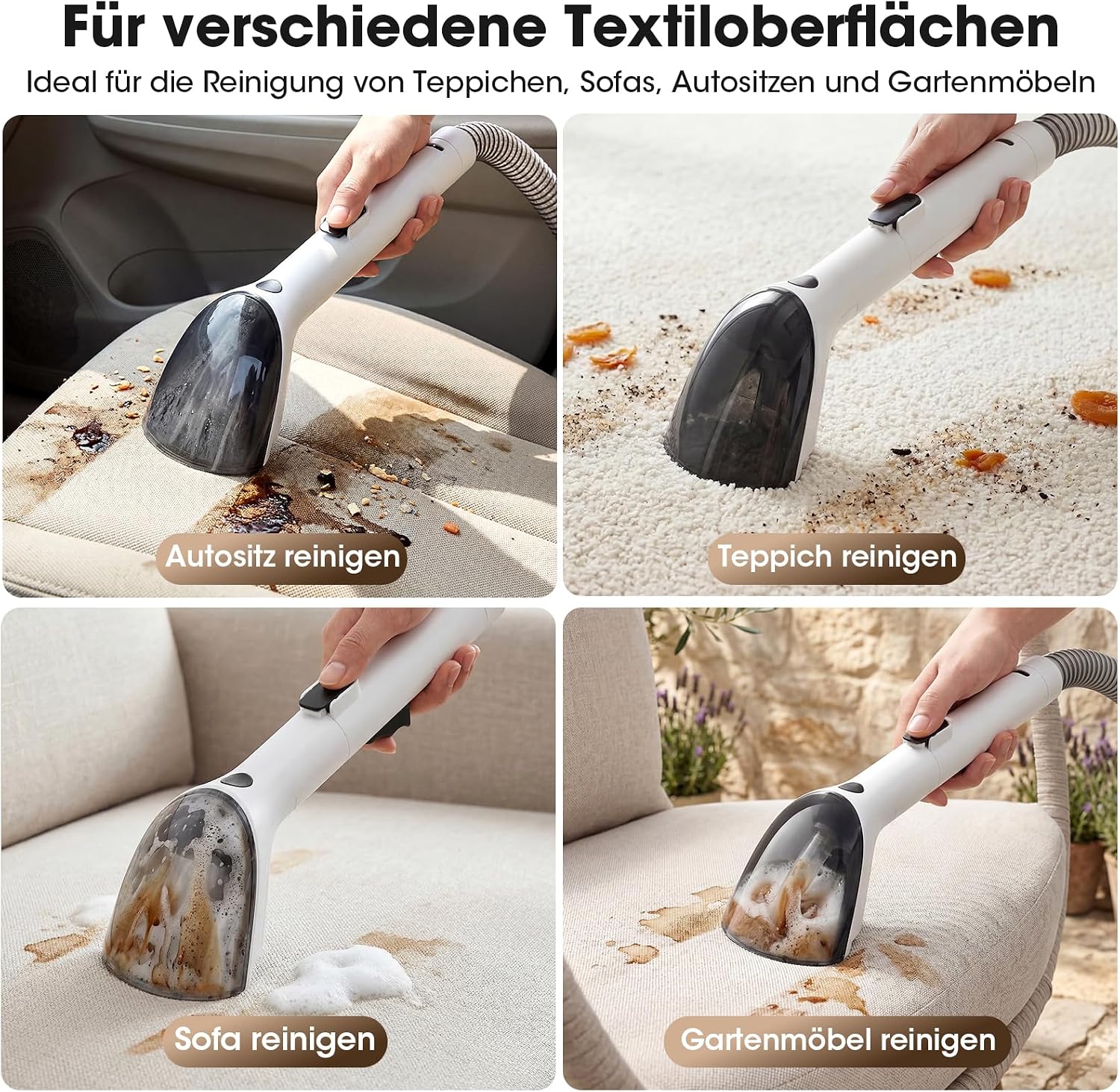 Detalle de Lubluelu Nasssauger Polsterreiniger 600 W – kompakter Tiefenreiniger für Teppiche, Polster & Auto