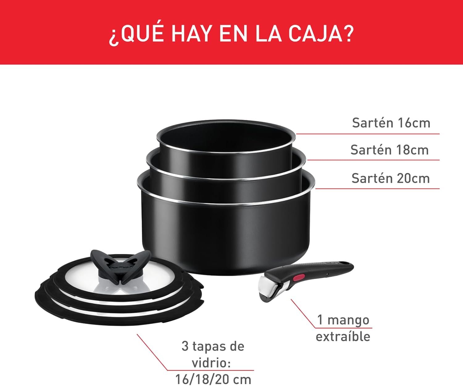 Detalle 2 de Tefal Ingenio Easy On juego de 3 cazos 16/18/20 cm