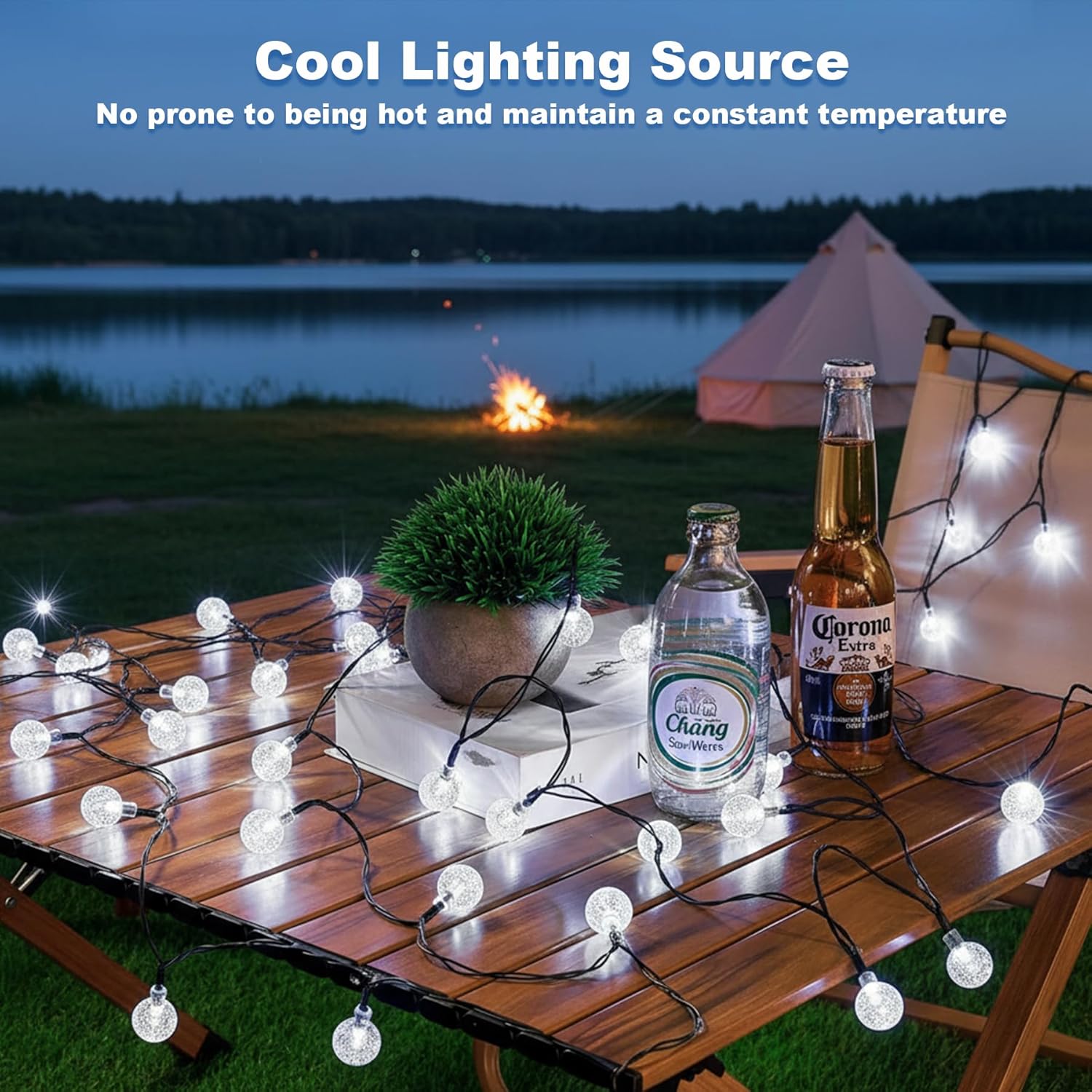 Thumbnail 2 de Laihur 50 LED Solar String Lights for Outdoor Garden – 7m/23ft with 8 Modes, IP65 Waterproof, 8-Hour Timer, Cool White