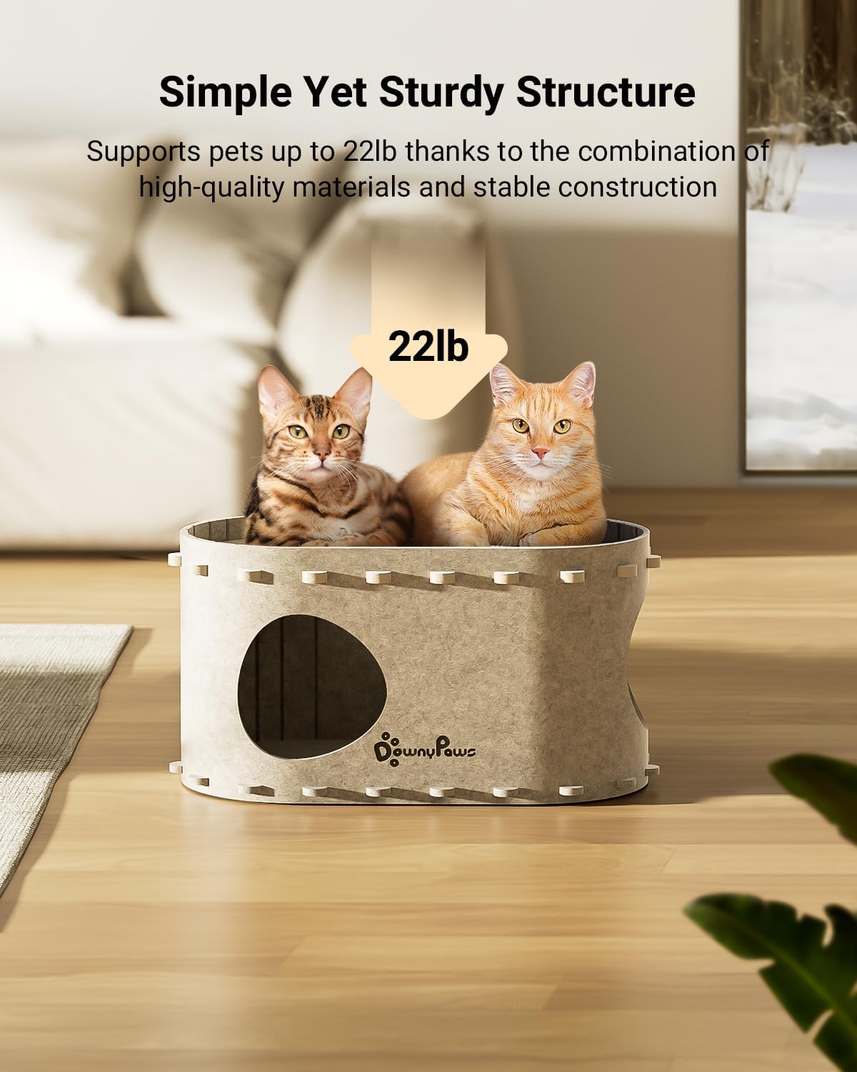 Detalle 2 de DownyPaws Cat Cave Bed, Cream