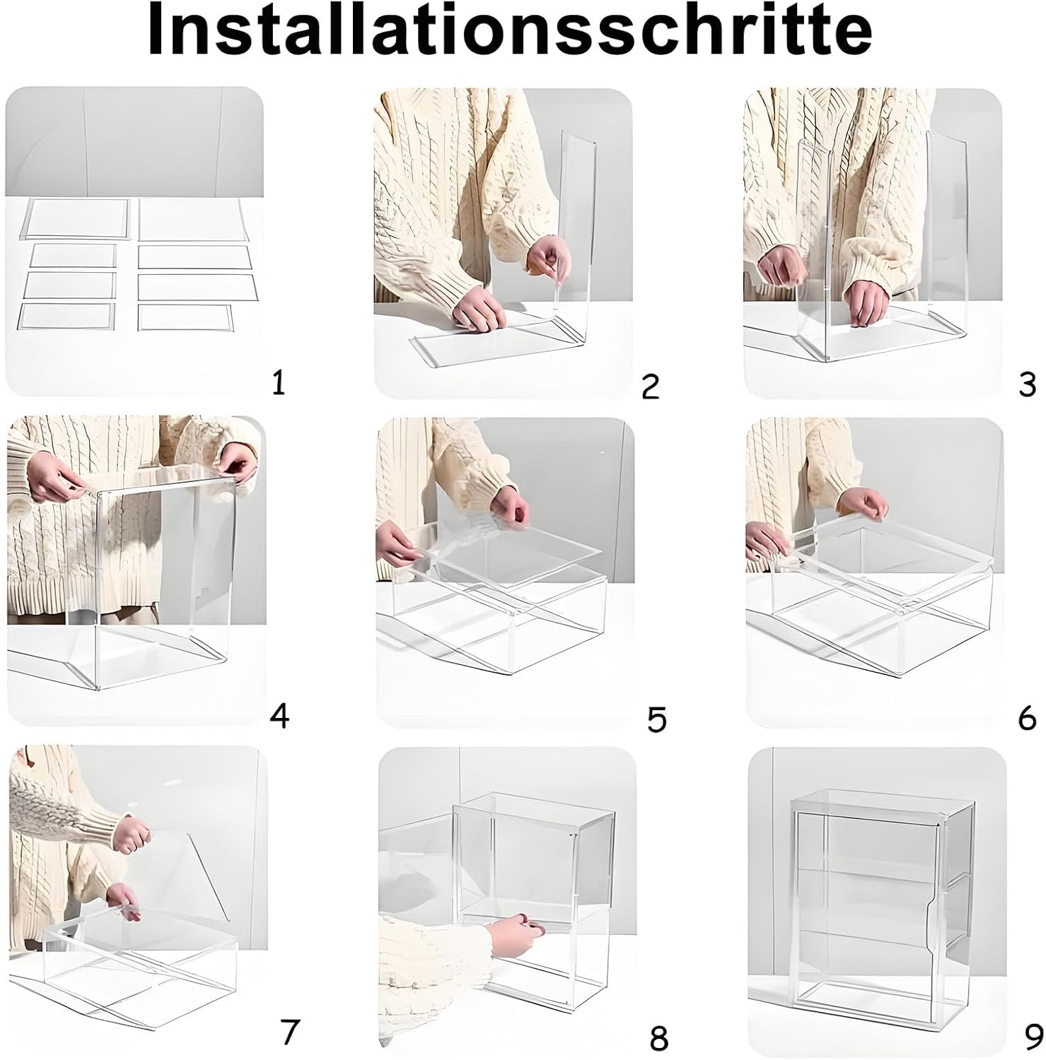 Detalle 2 de Brizuf 1 acryl vitrinekast met 3 lagen en magnetische deur