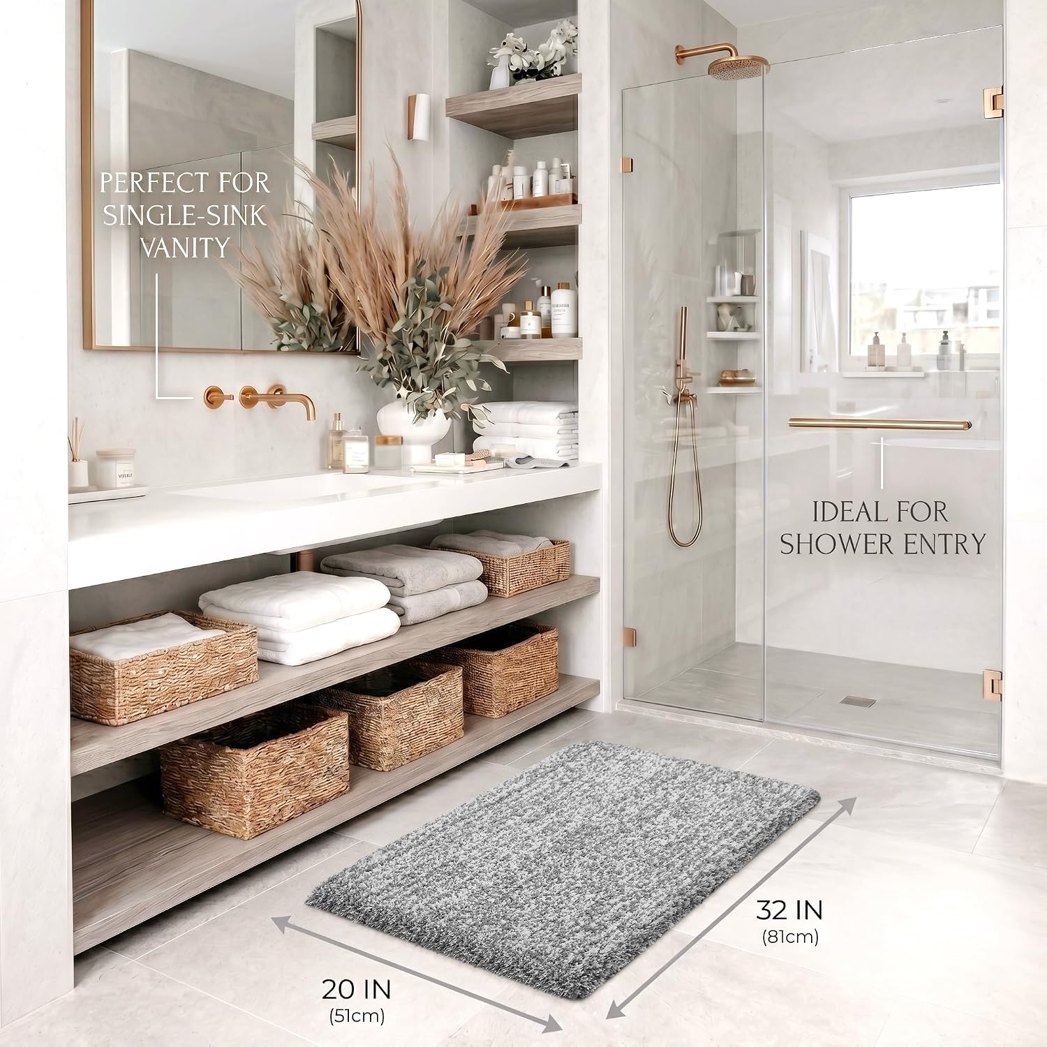 Detalle de Yimobra Bathroom Rugs 32x20 Plush Bath Mat