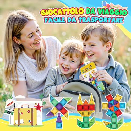 Detalle de Wootoyz 43 Pezzi Costruzioni Magnetiche: Set Viaggio per Bambini 3-6 Anni