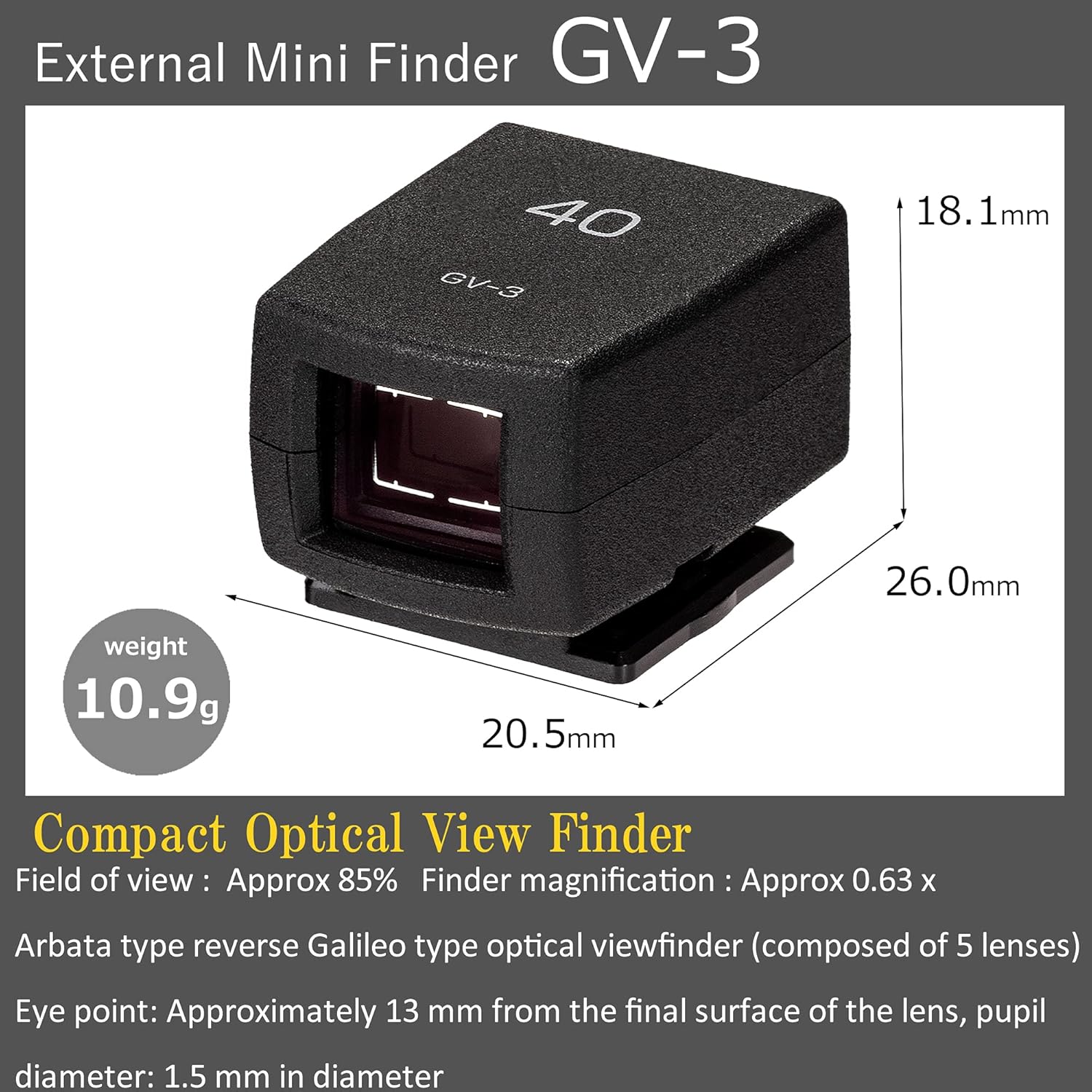 Thumbnail 1 de Ricoh GV-3 Externer Mini-Sucher für Blitzschuh – kompatibel mit Ricoh GR IIIx